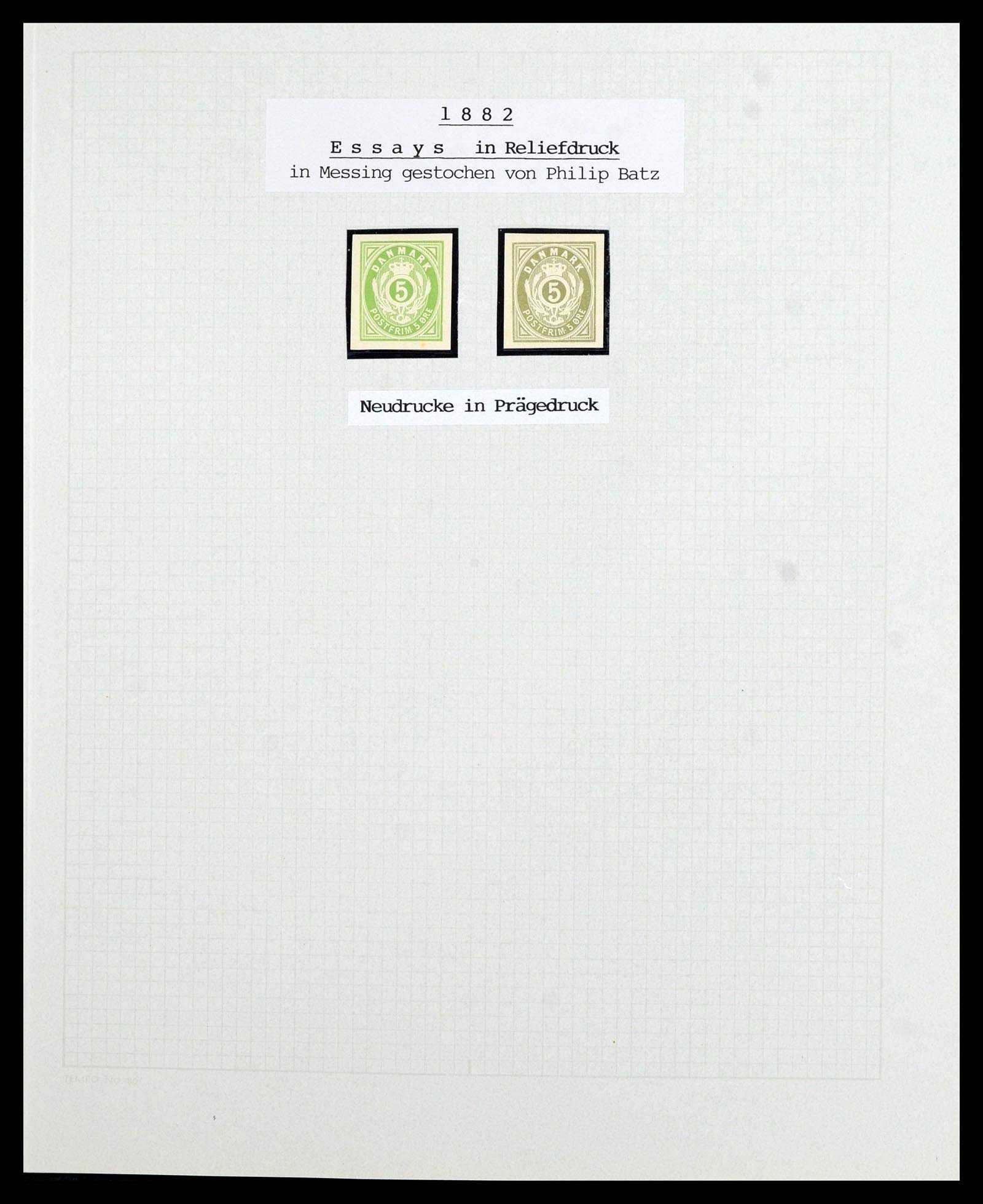 36780 009 - Postzegelverzameling 36780 Denemarken proeven en essays 1849-1961.