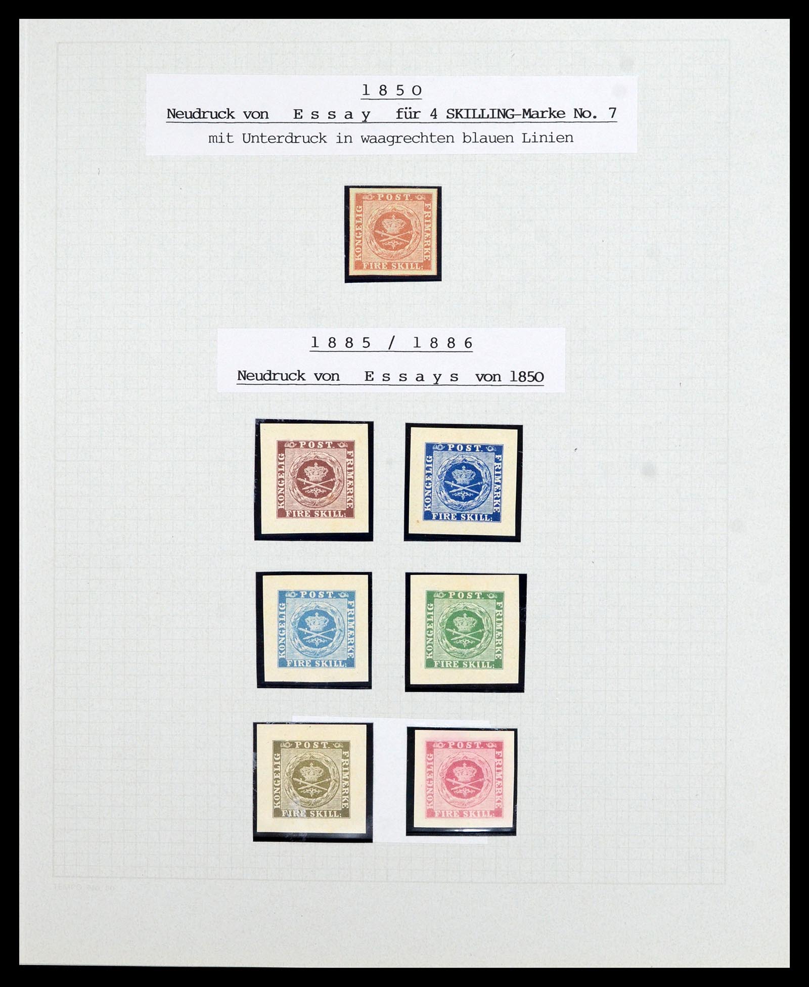 36780 010 - Postzegelverzameling 36780 Denemarken proeven en essays 1849-1961.