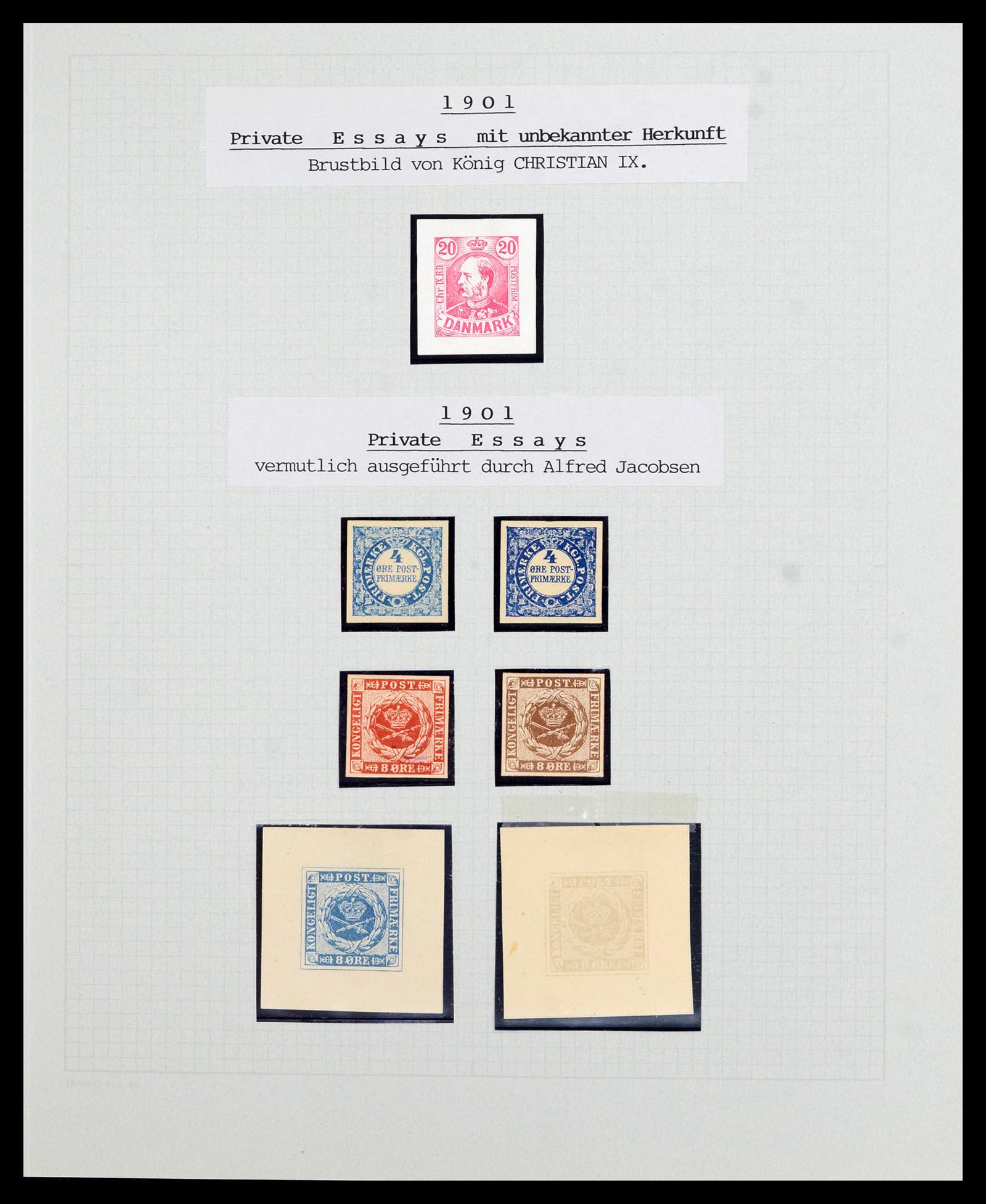 36780 012 - Postzegelverzameling 36780 Denemarken proeven en essays 1849-1961.