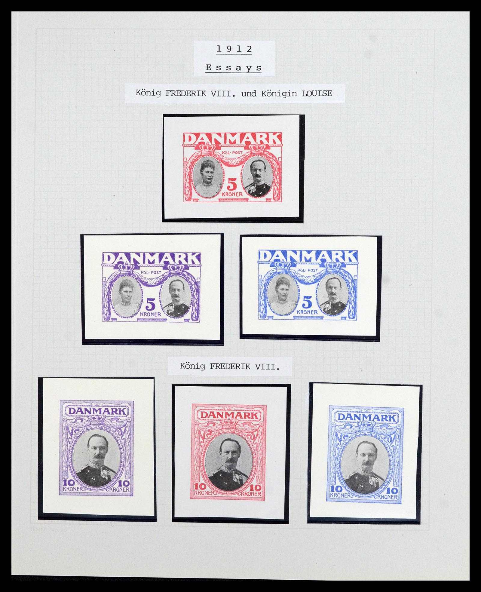 36780 015 - Postzegelverzameling 36780 Denemarken proeven en essays 1849-1961.