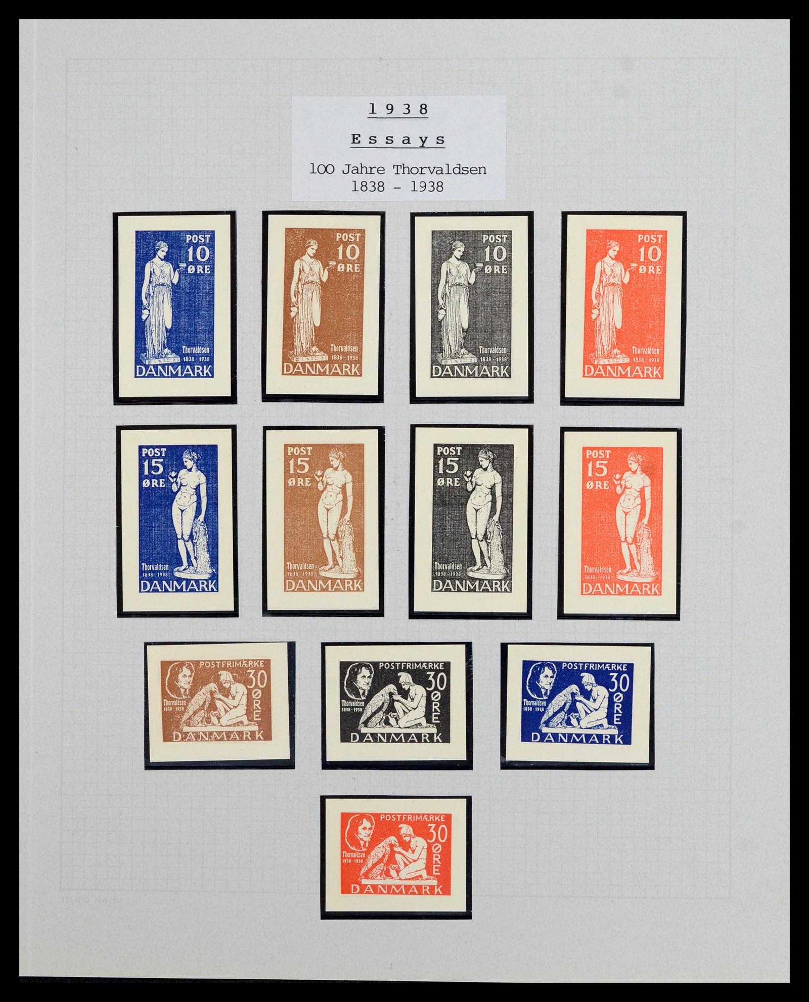 36780 018 - Postzegelverzameling 36780 Denemarken proeven en essays 1849-1961.