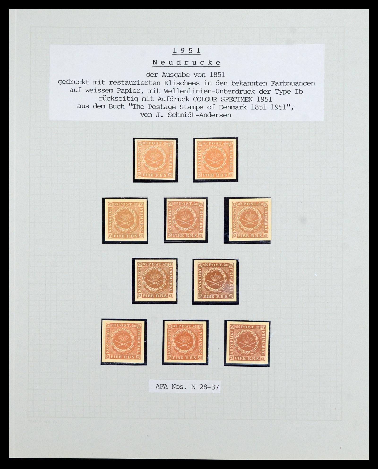 36780 035 - Postzegelverzameling 36780 Denemarken proeven en essays 1849-1961.