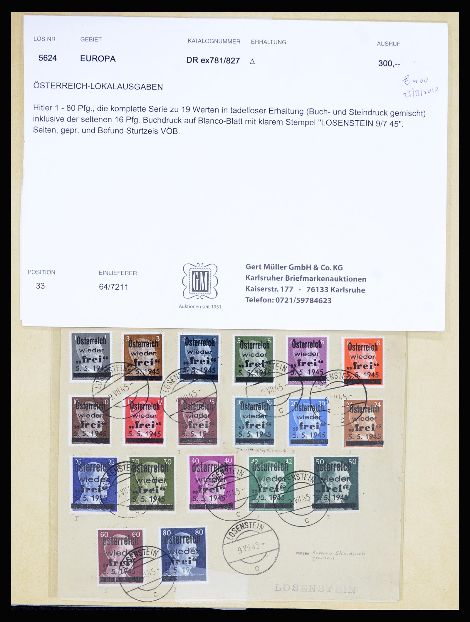 36820 002 - Postzegelverzameling 36820 Oostenrijk lokaaluitgaven 1945.
