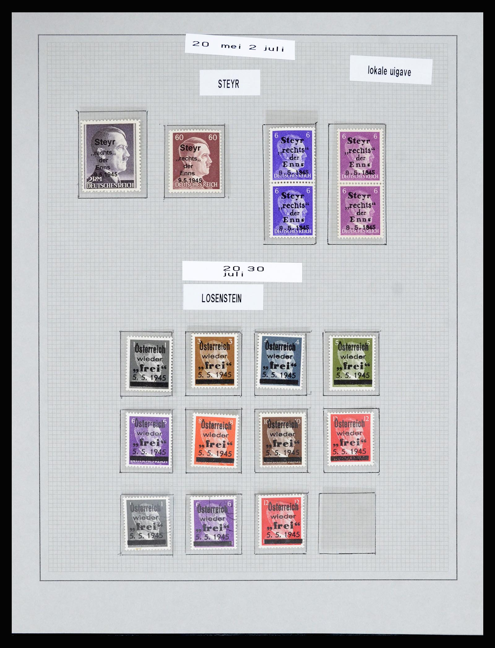 36820 017 - Postzegelverzameling 36820 Oostenrijk lokaaluitgaven 1945.