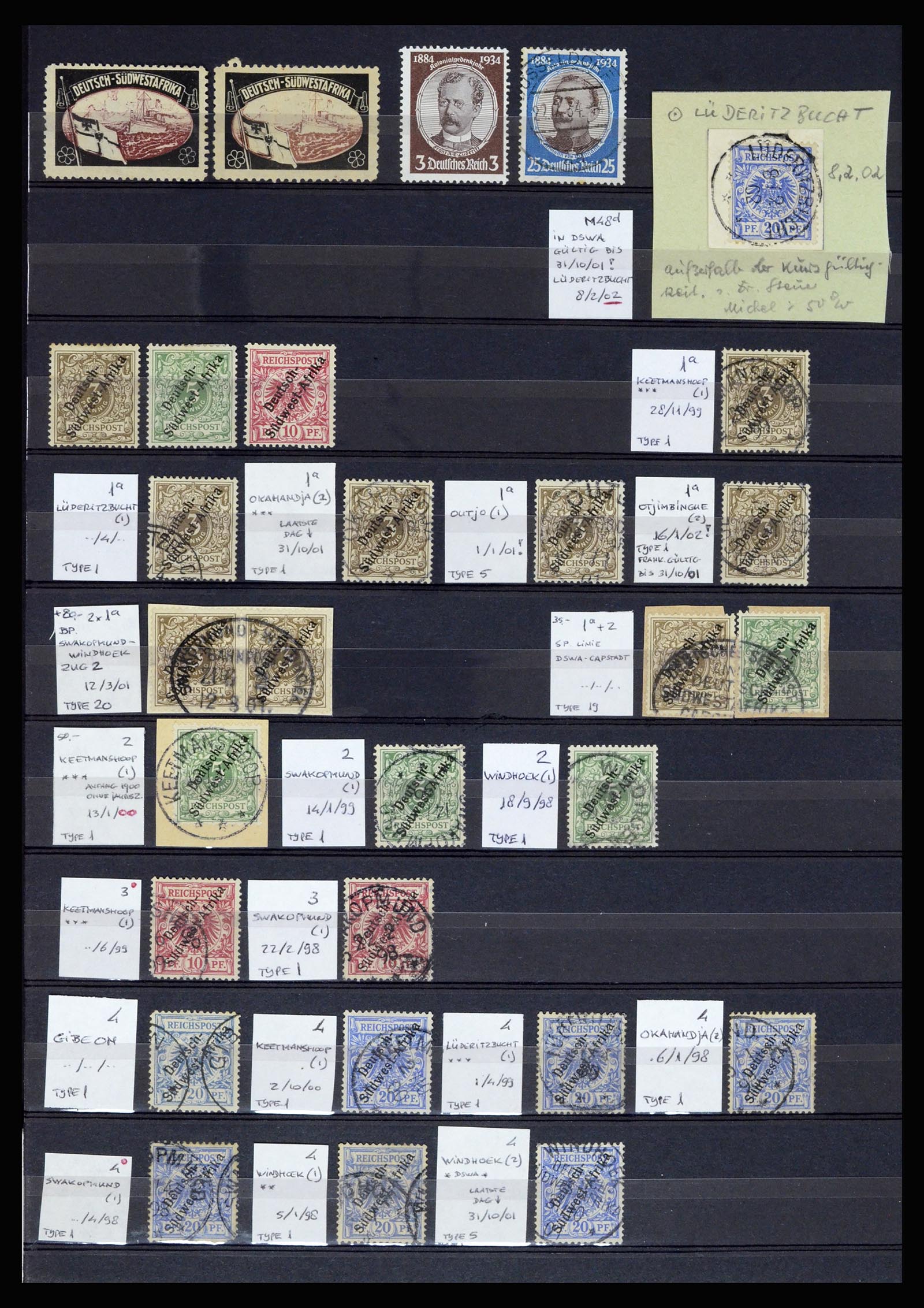 36829 001 - Stamp collection 36829 German Sout West Africa 1897-1919.