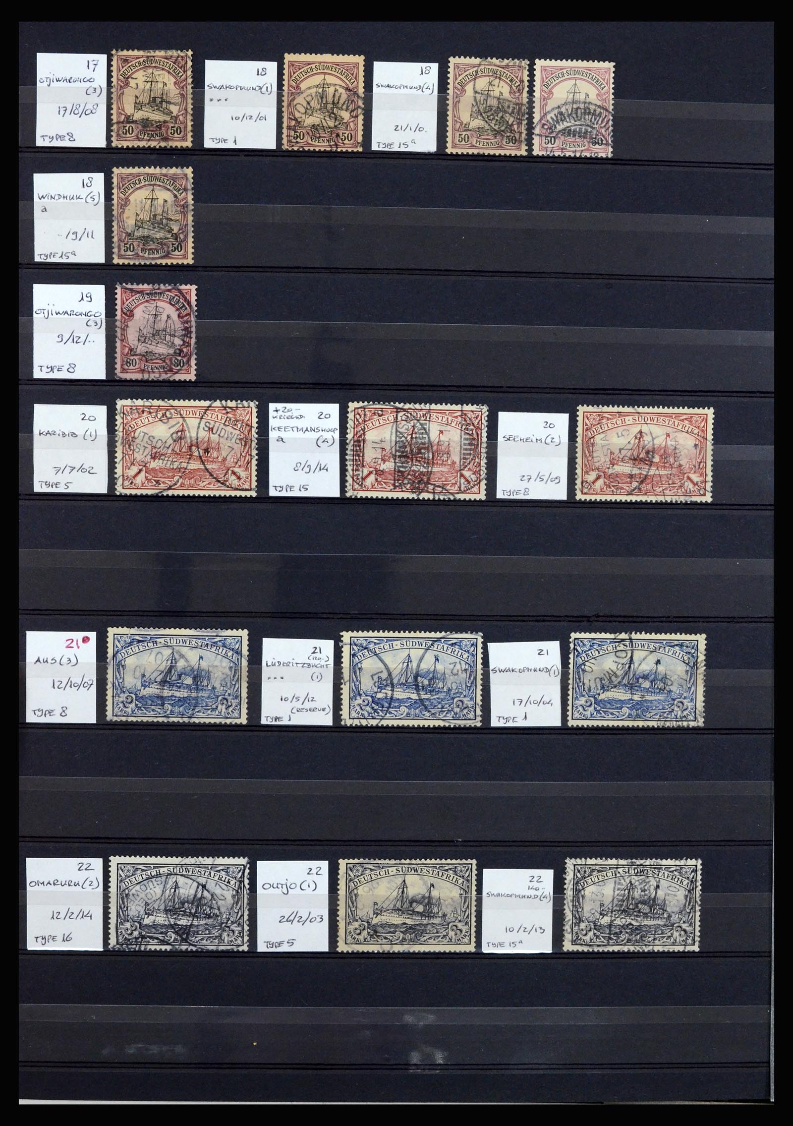 36829 007 - Postzegelverzameling 36829 Duits Zuidwest Afrika 1897-1919.