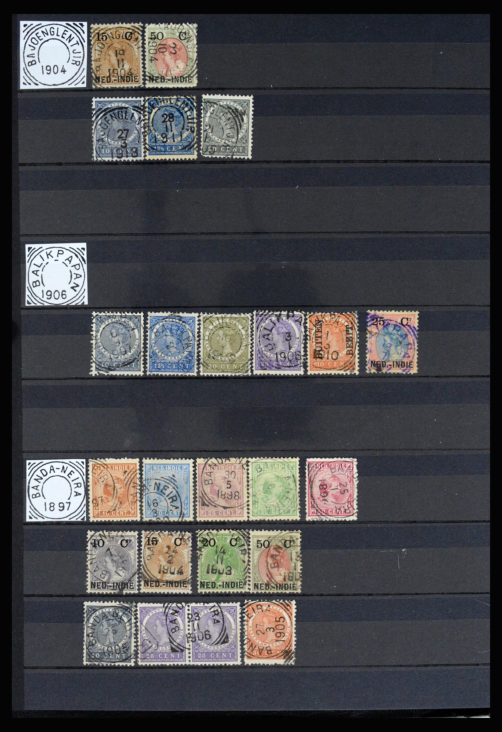 36839 003 - Postzegelverzameling 36839 Nederlands Indië vierkantstempels.