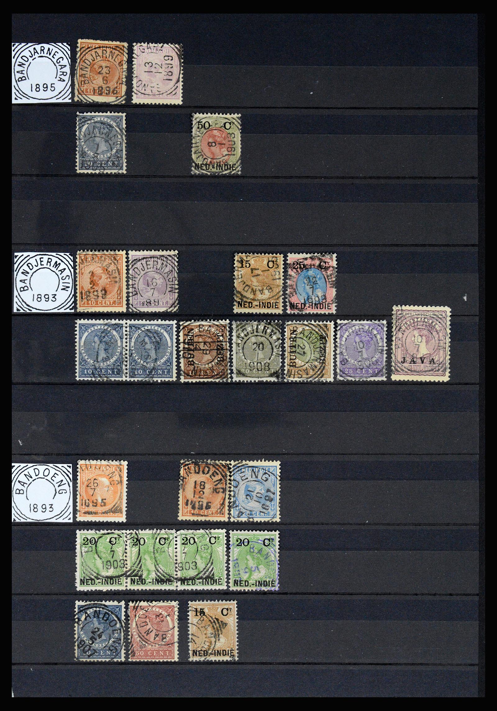 36839 004 - Stamp collection 36839 Dutch east Indies square cancels.