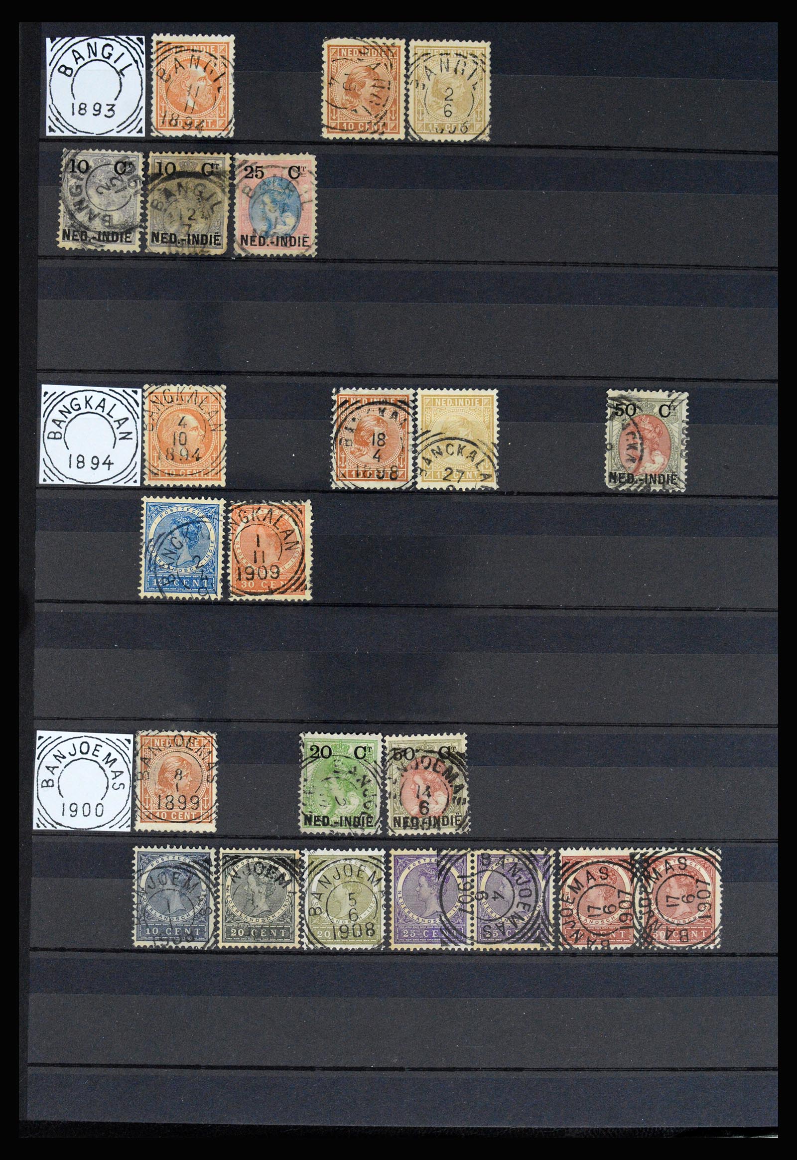 36839 005 - Stamp collection 36839 Dutch east Indies square cancels.