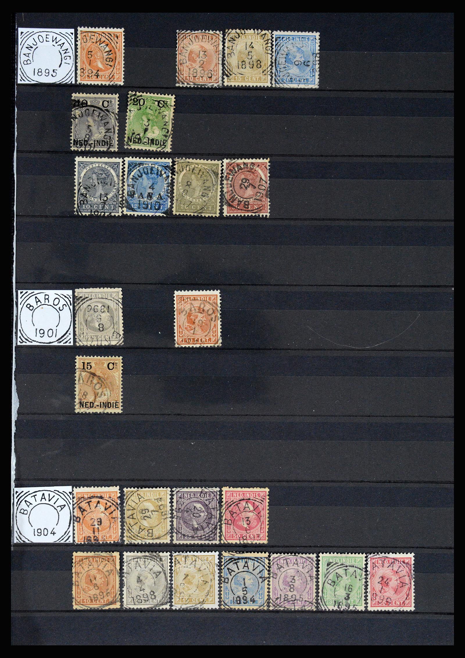 36839 006 - Stamp collection 36839 Dutch east Indies square cancels.