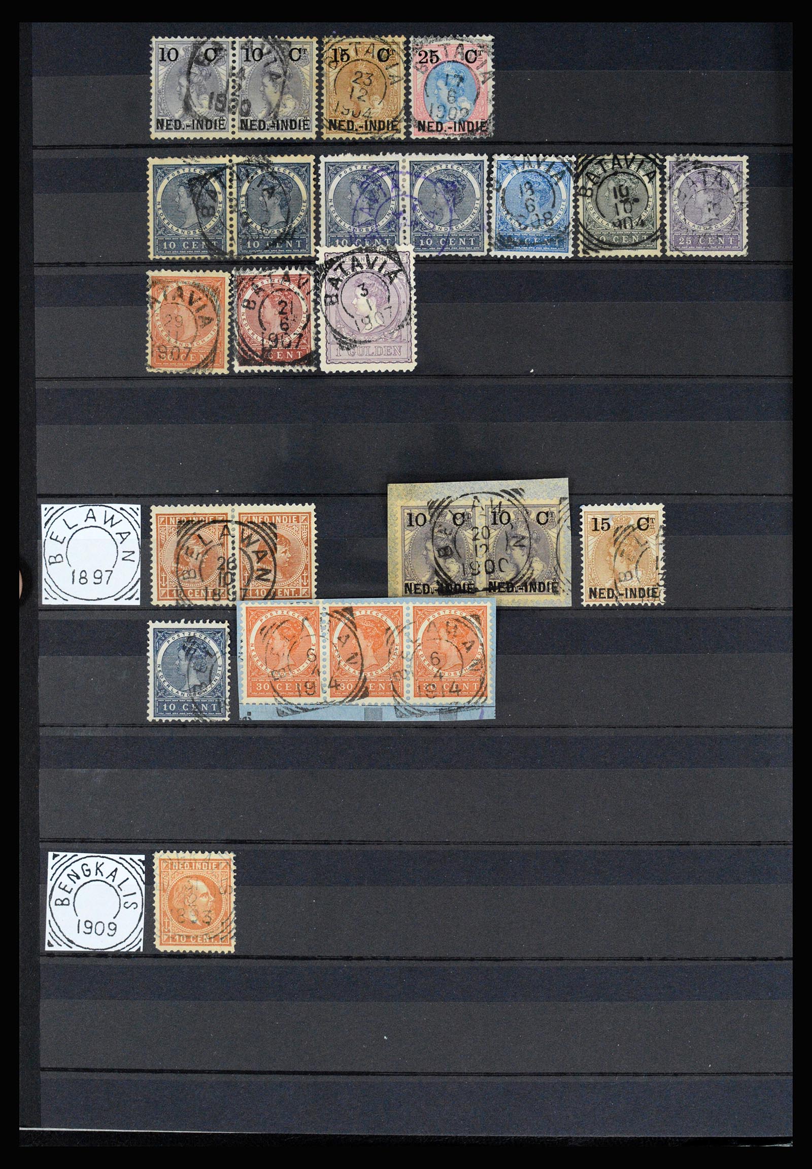 36839 007 - Postzegelverzameling 36839 Nederlands Indië vierkantstempels.