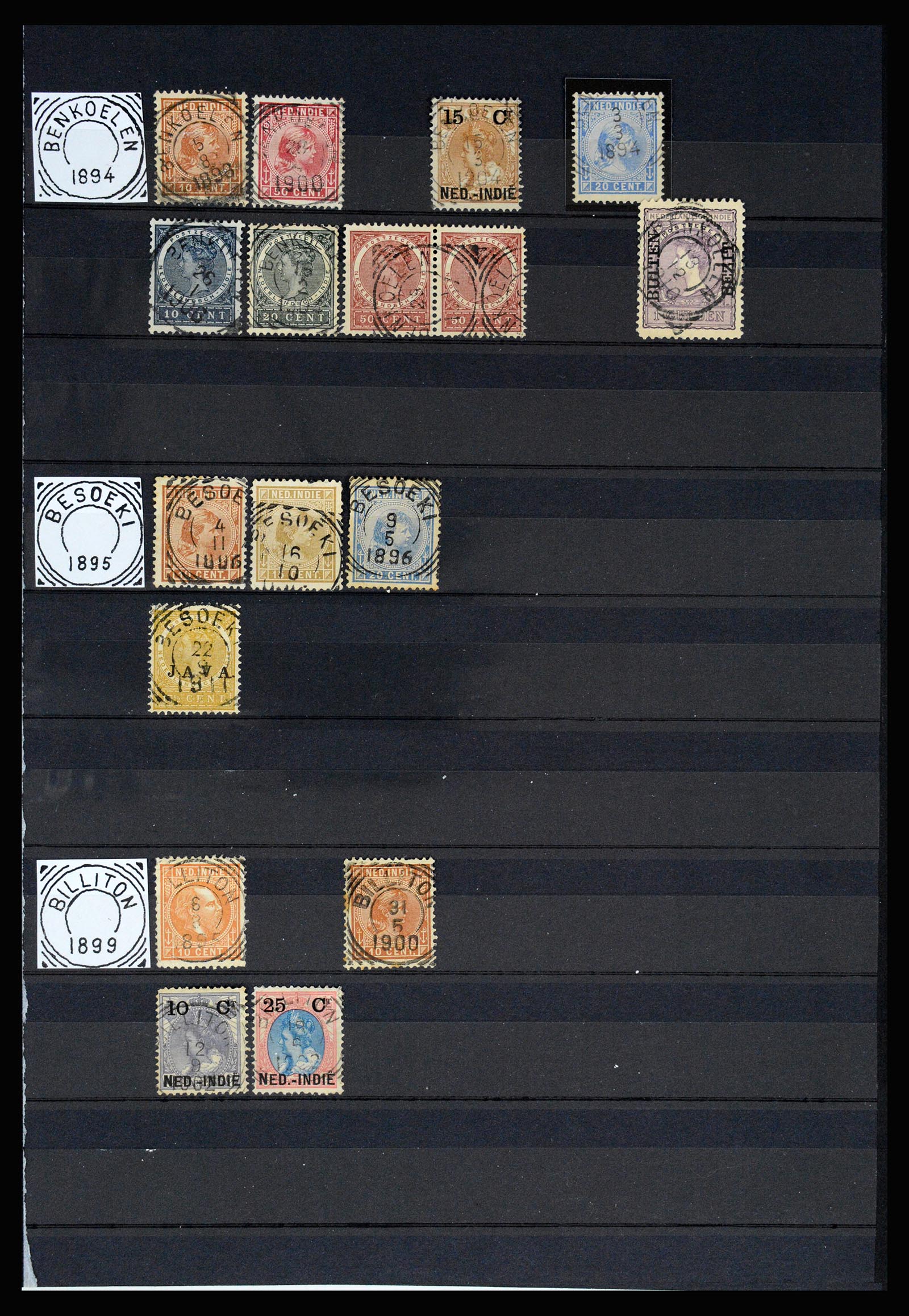36839 008 - Postzegelverzameling 36839 Nederlands Indië vierkantstempels.