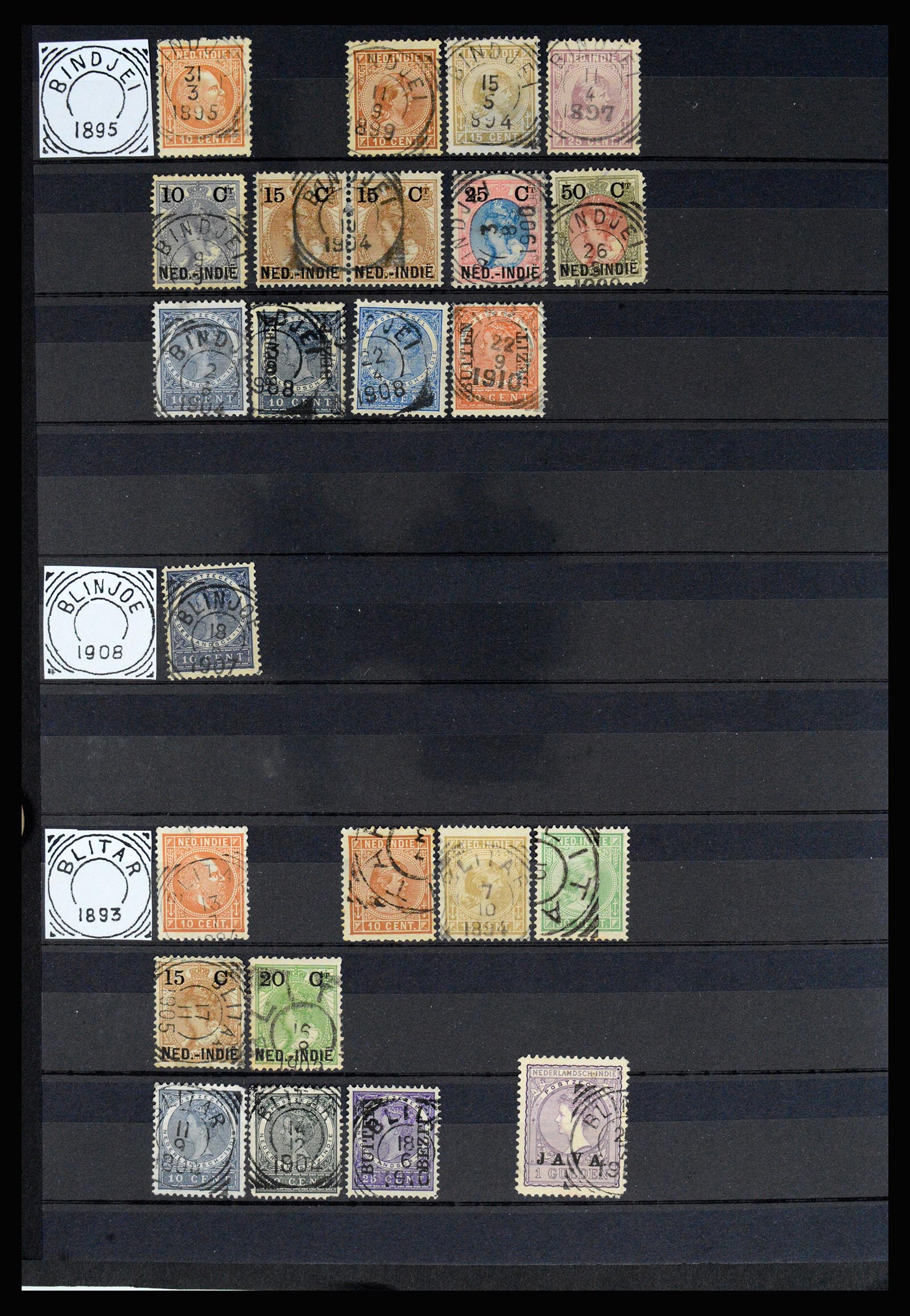 36839 009 - Stamp collection 36839 Dutch east Indies square cancels.