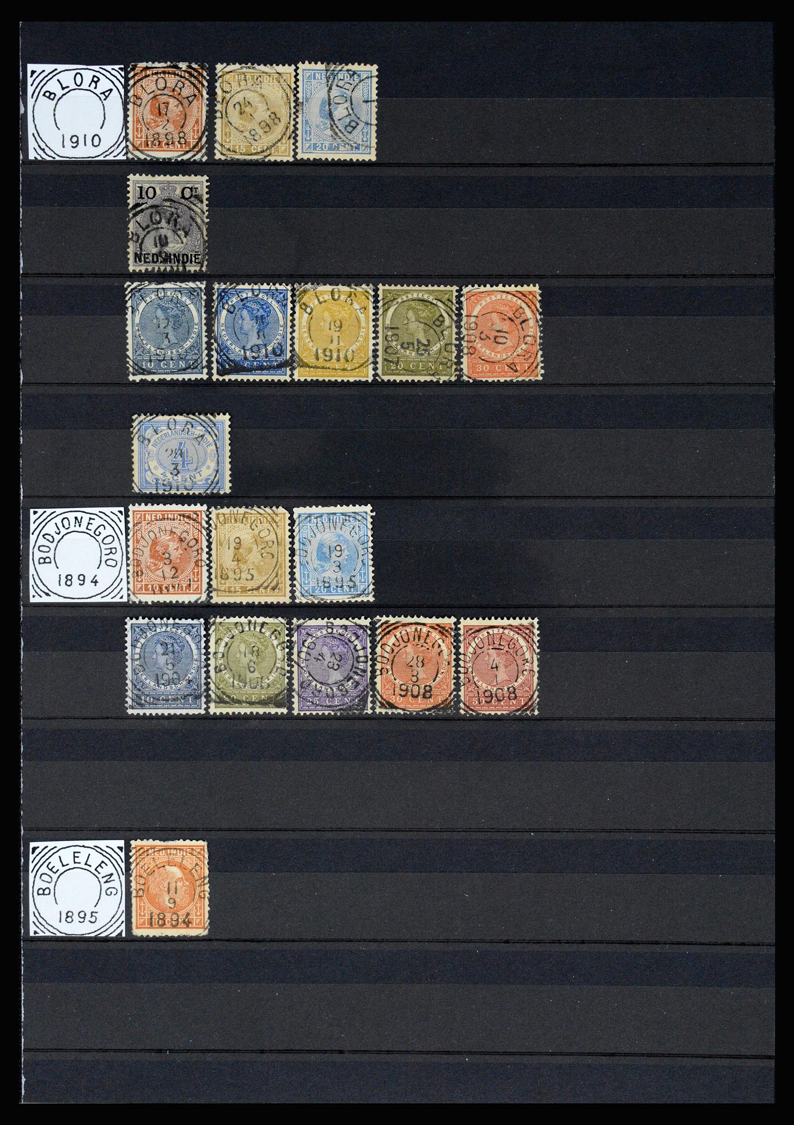 36839 010 - Stamp collection 36839 Dutch east Indies square cancels.