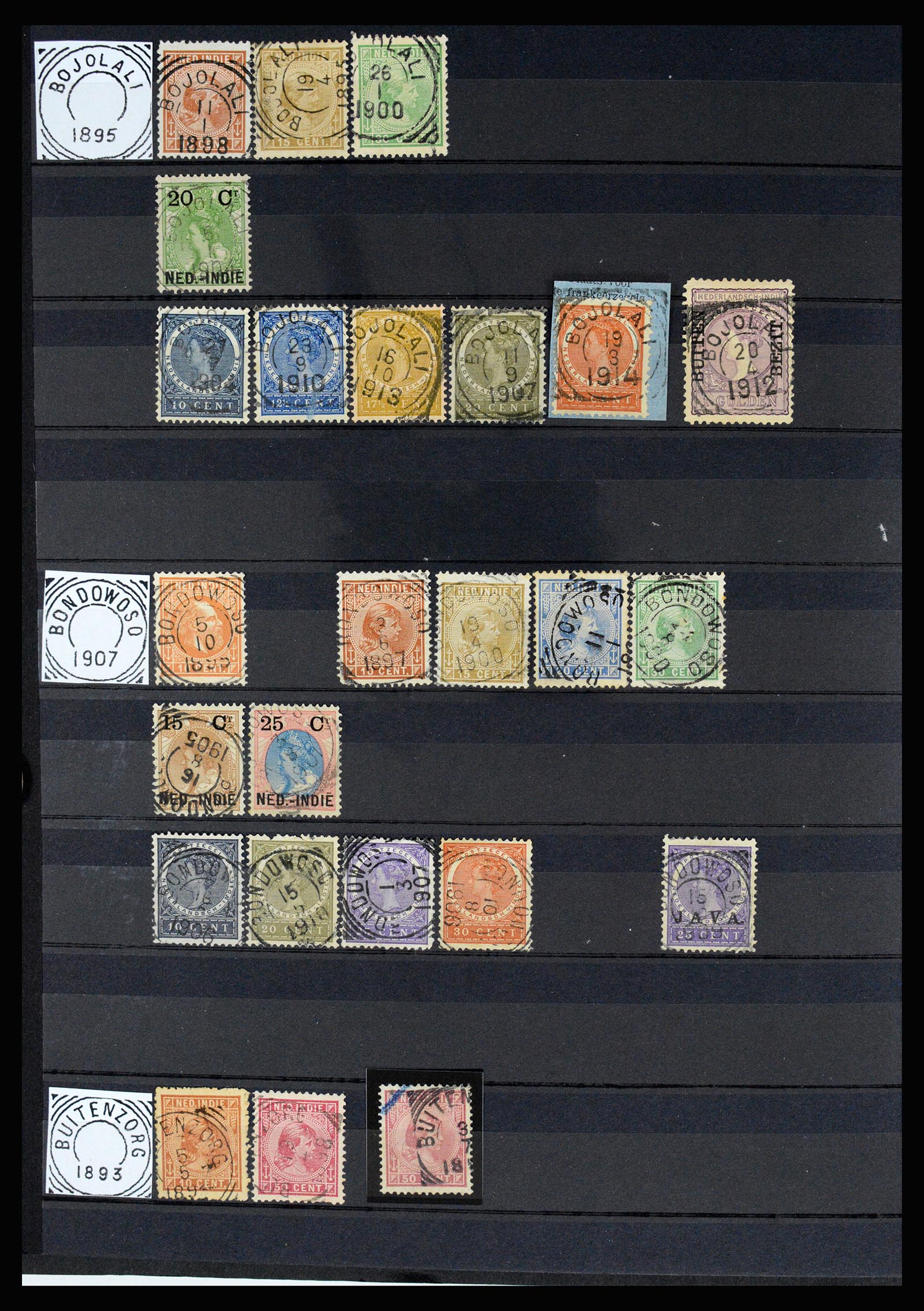 36839 011 - Stamp collection 36839 Dutch east Indies square cancels.