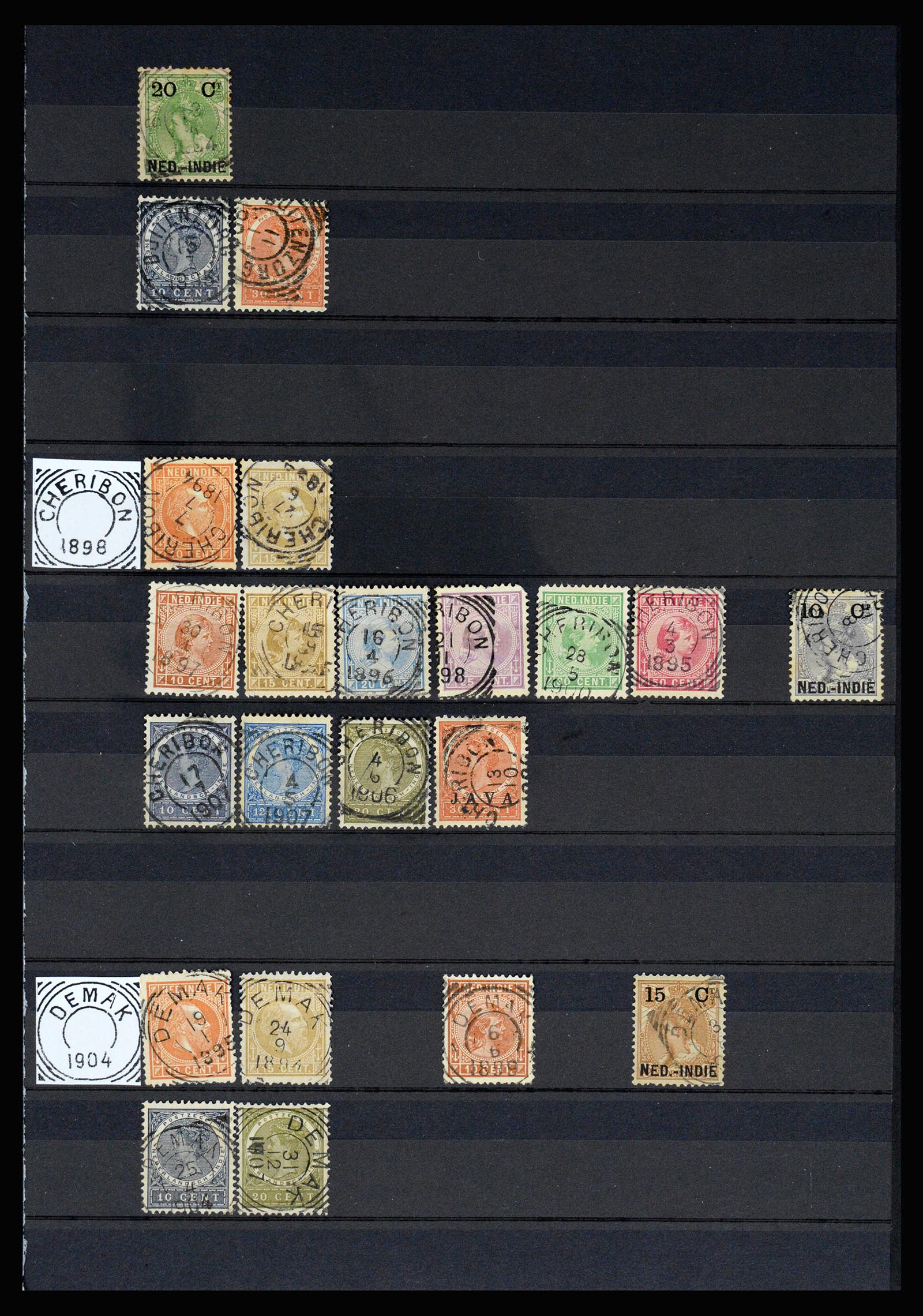 36839 012 - Stamp collection 36839 Dutch east Indies square cancels.