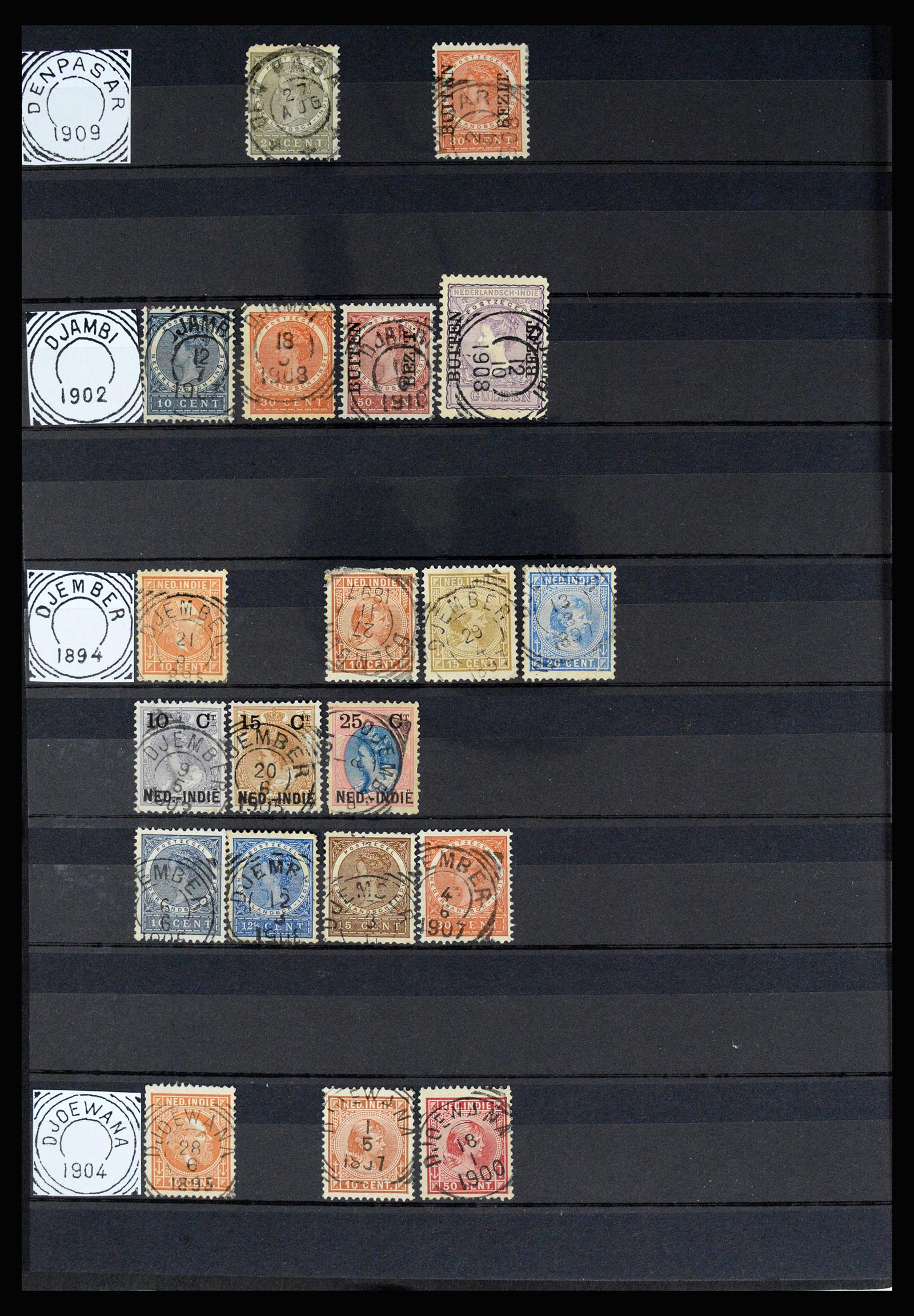 36839 013 - Stamp collection 36839 Dutch east Indies square cancels.