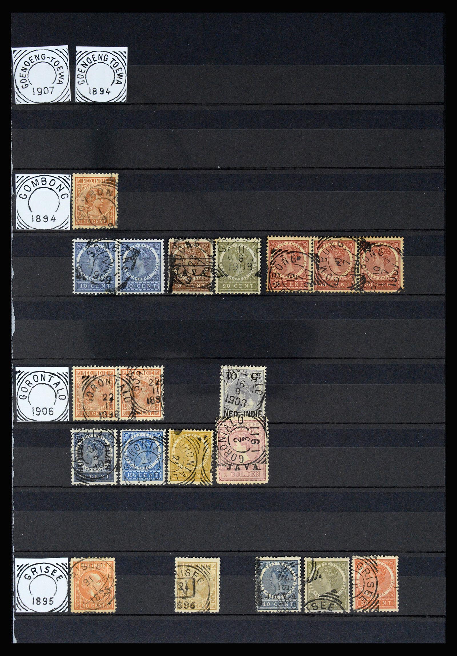 36839 016 - Postzegelverzameling 36839 Nederlands Indië vierkantstempels.