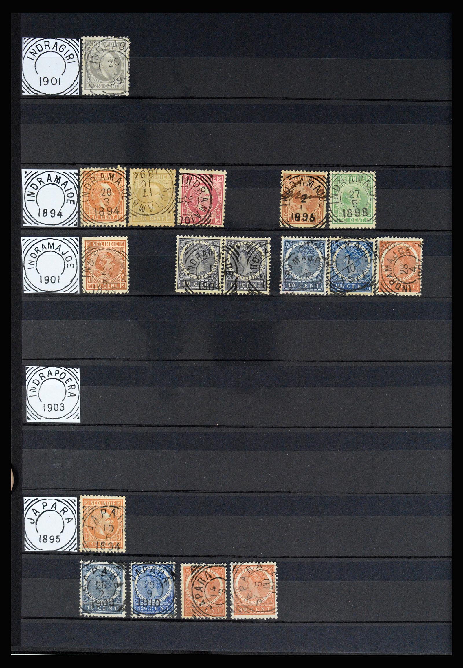 36839 017 - Stamp collection 36839 Dutch east Indies square cancels.