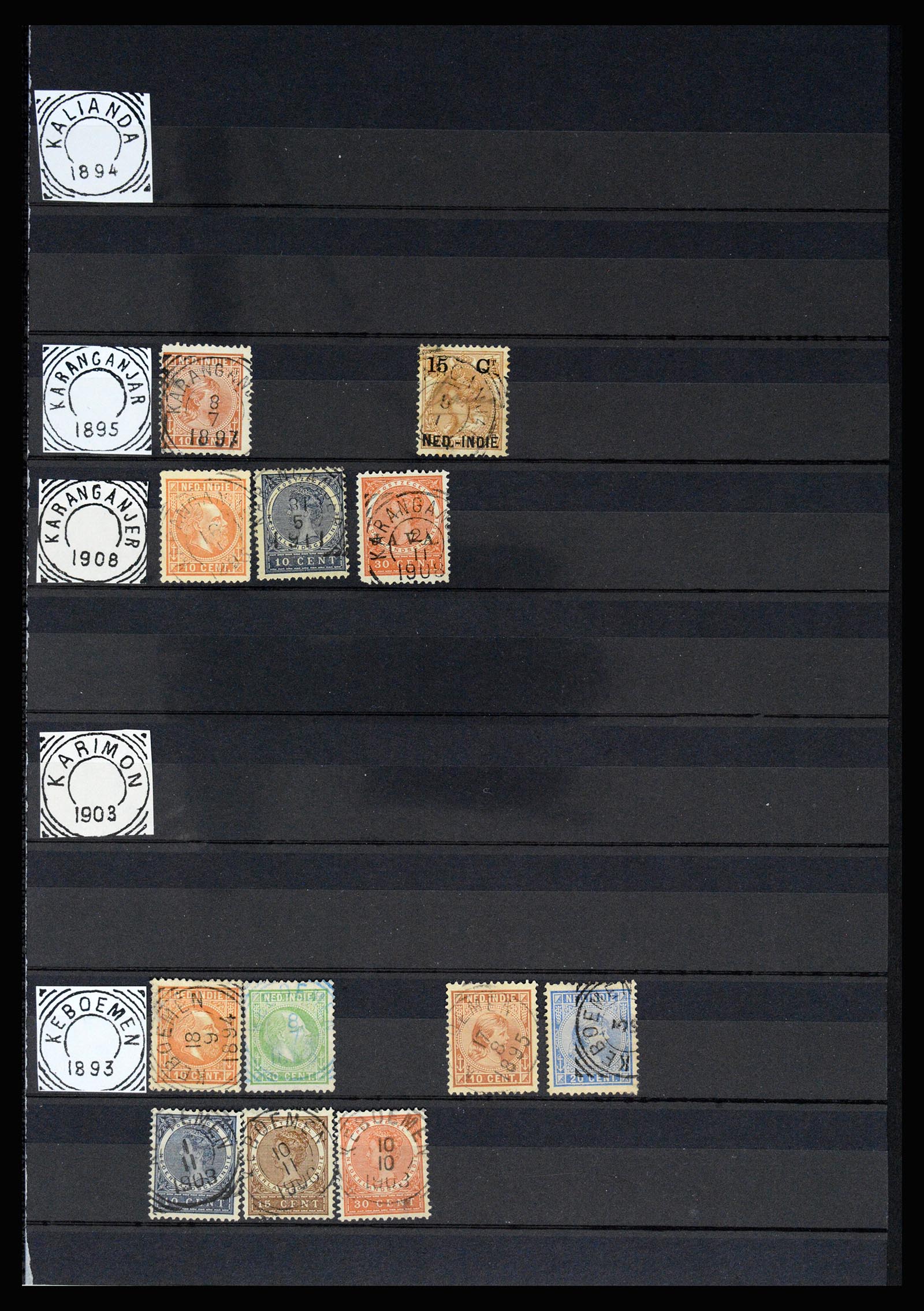 36839 018 - Stamp collection 36839 Dutch east Indies square cancels.