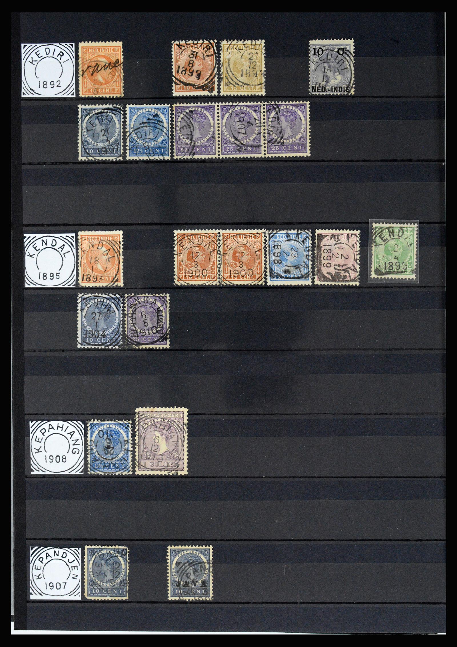 36839 019 - Stamp collection 36839 Dutch east Indies square cancels.