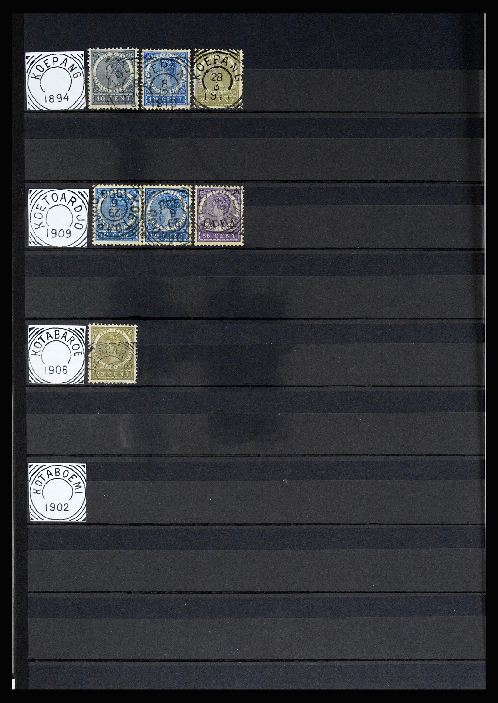 36839 021 - Postzegelverzameling 36839 Nederlands Indië vierkantstempels.