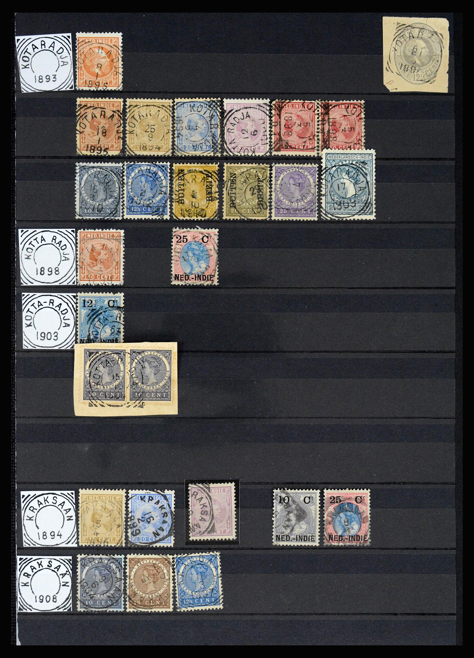 36839 022 - Postzegelverzameling 36839 Nederlands Indië vierkantstempels.