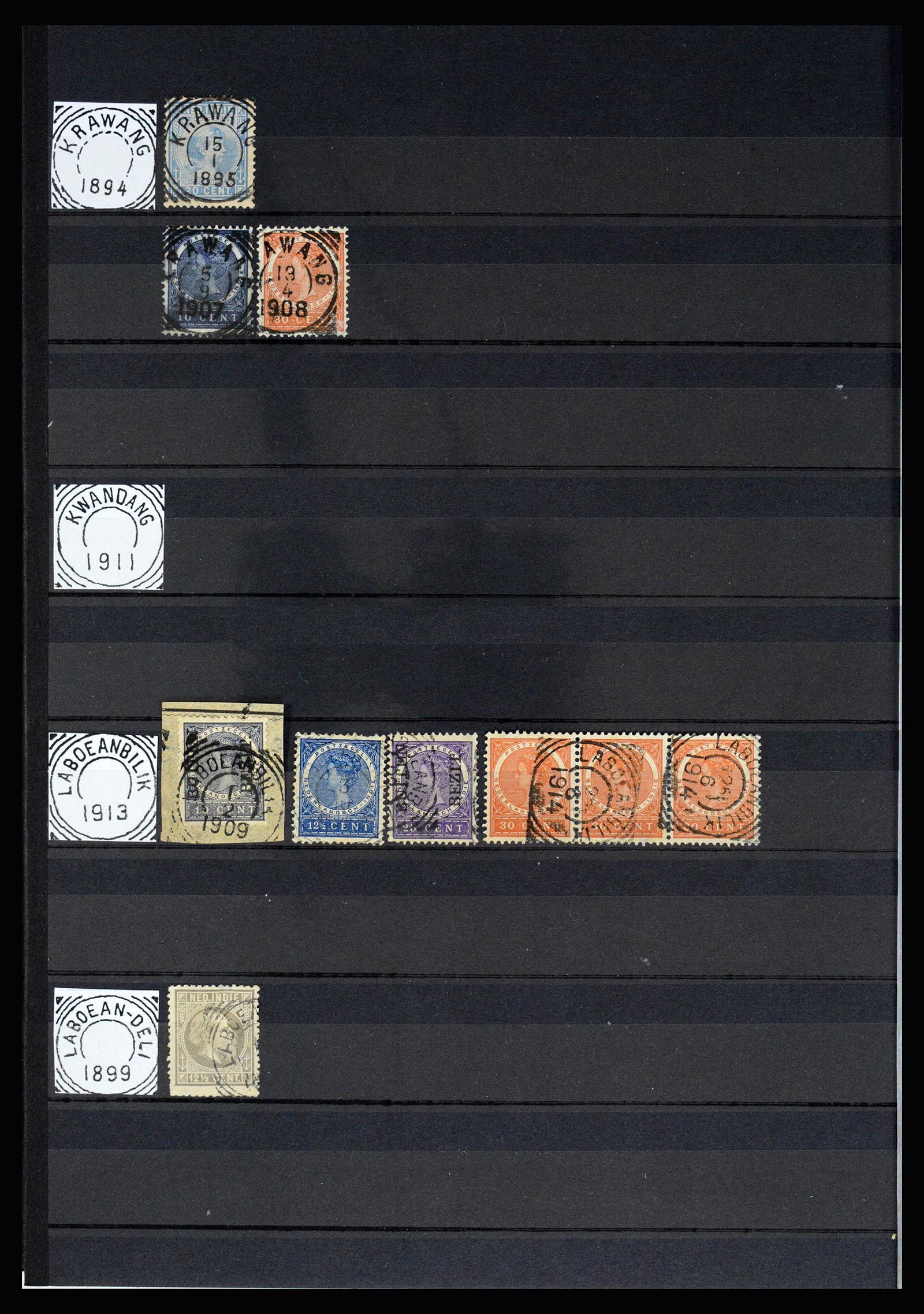 36839 023 - Stamp collection 36839 Dutch east Indies square cancels.