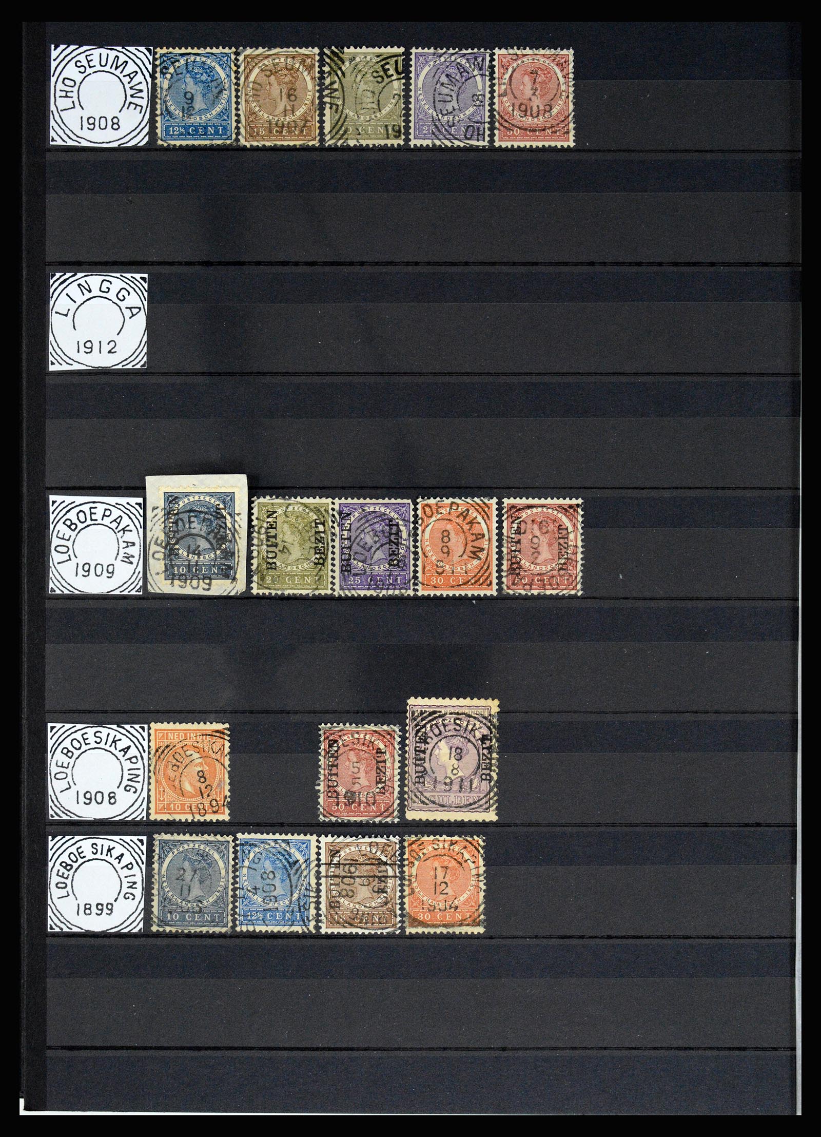 36839 025 - Postzegelverzameling 36839 Nederlands Indië vierkantstempels.