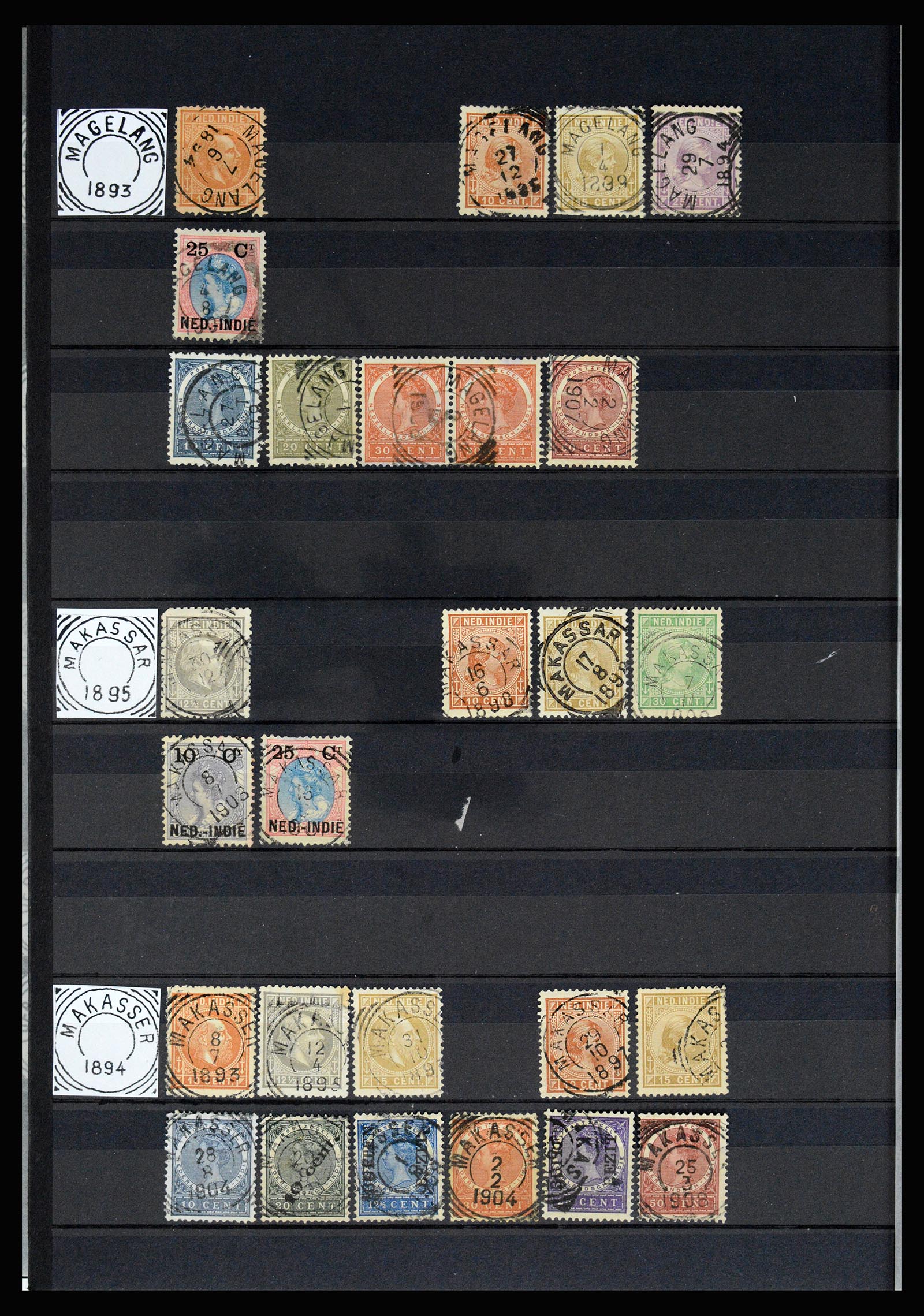 36839 027 - Stamp collection 36839 Dutch east Indies square cancels.