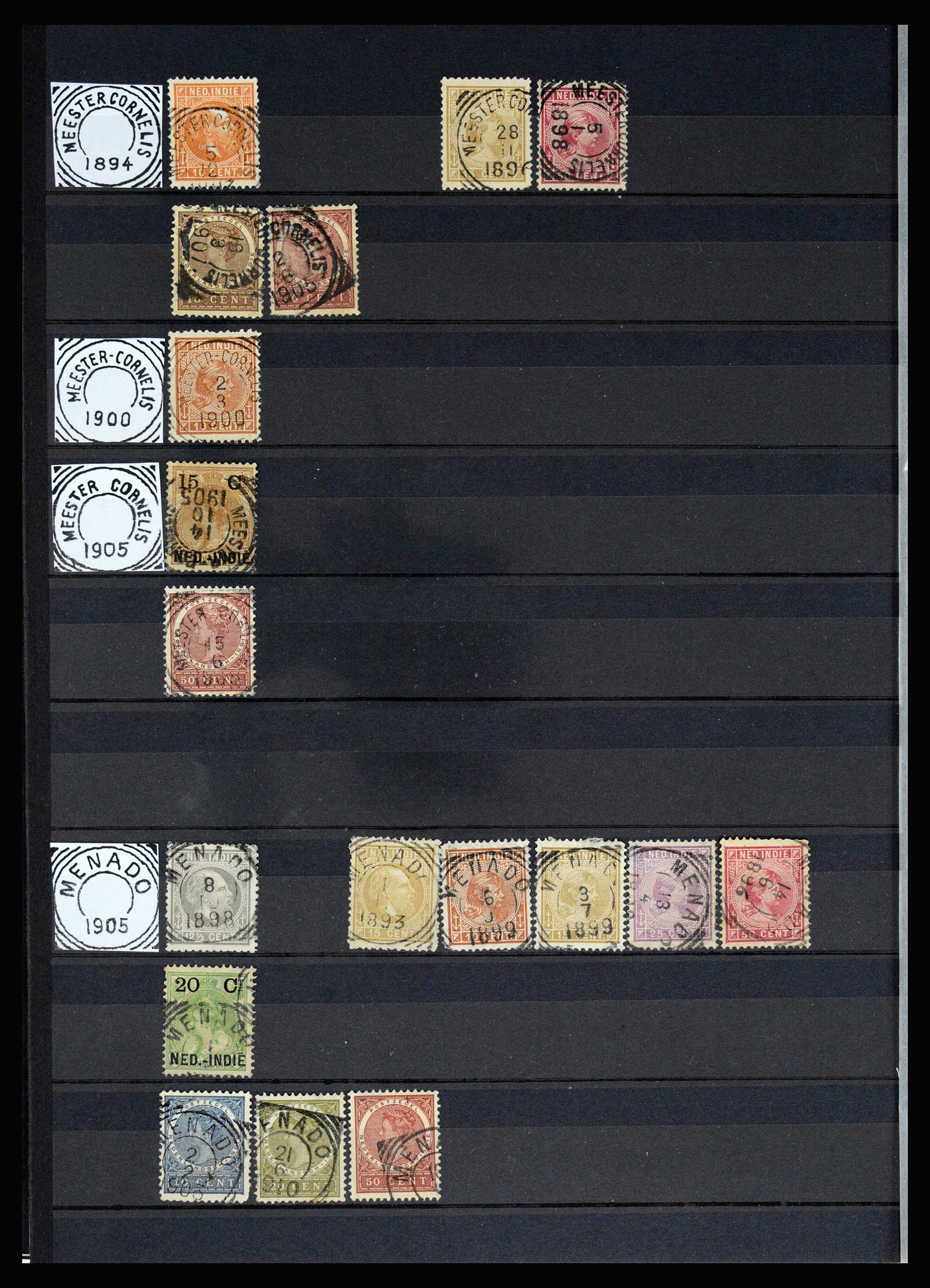 36839 029 - Postzegelverzameling 36839 Nederlands Indië vierkantstempels.