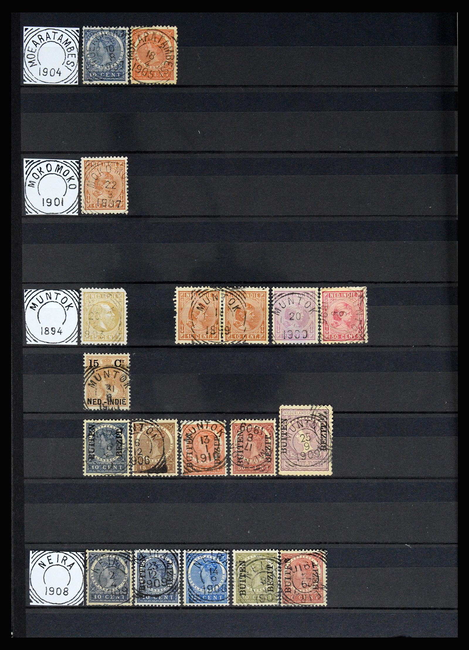 36839 031 - Stamp collection 36839 Dutch east Indies square cancels.