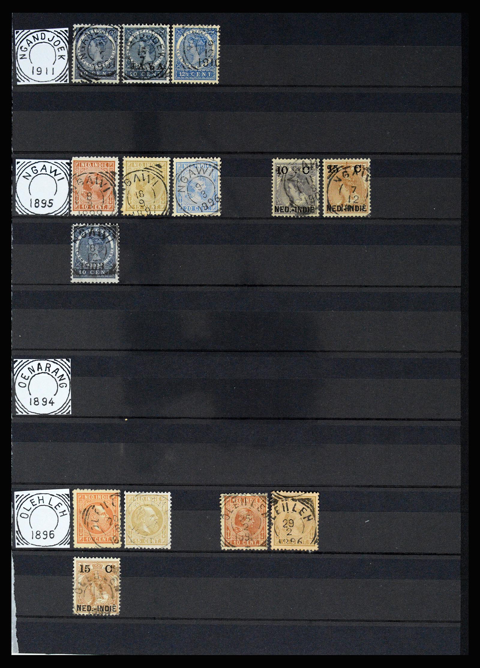 36839 032 - Stamp collection 36839 Dutch east Indies square cancels.