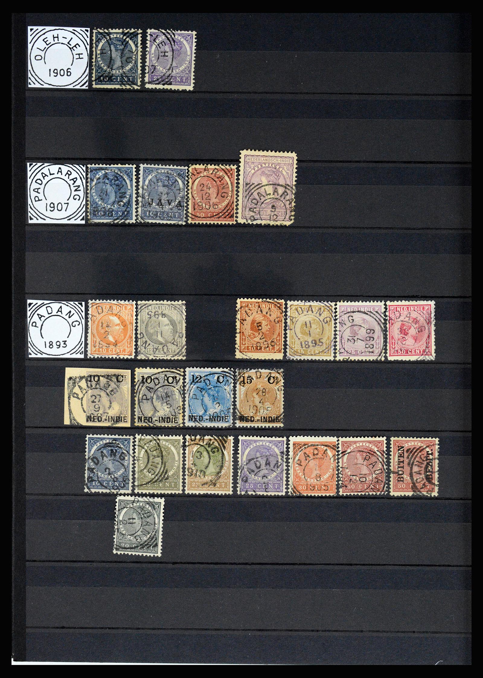 36839 033 - Postzegelverzameling 36839 Nederlands Indië vierkantstempels.