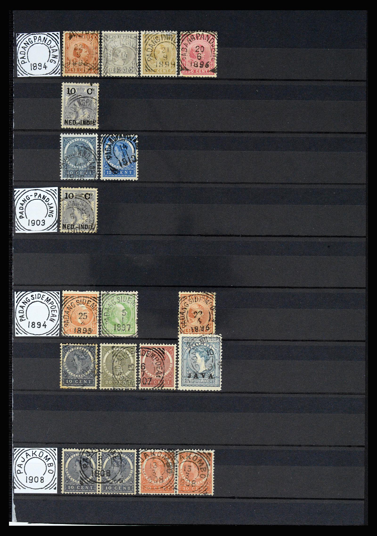 36839 034 - Postzegelverzameling 36839 Nederlands Indië vierkantstempels.