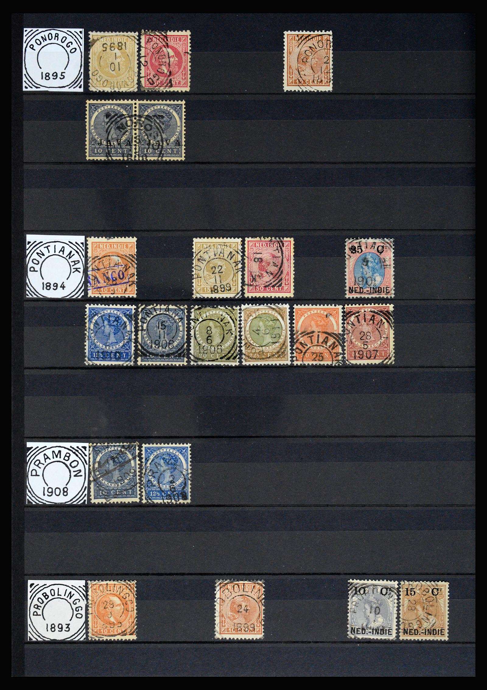 36839 041 - Postzegelverzameling 36839 Nederlands Indië vierkantstempels.