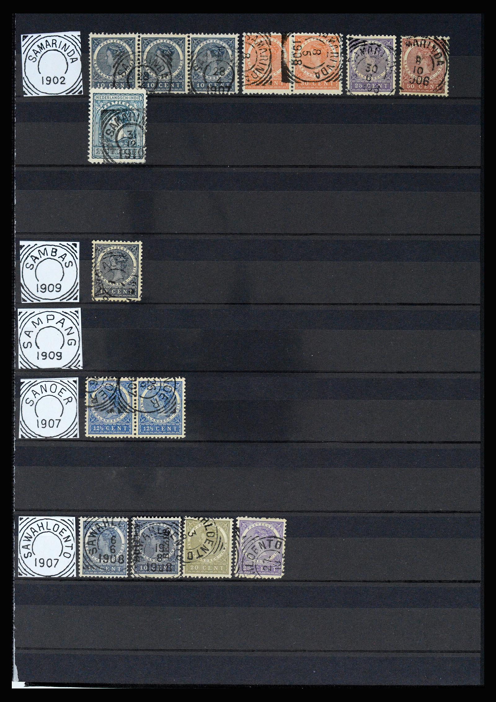 36839 044 - Postzegelverzameling 36839 Nederlands Indië vierkantstempels.