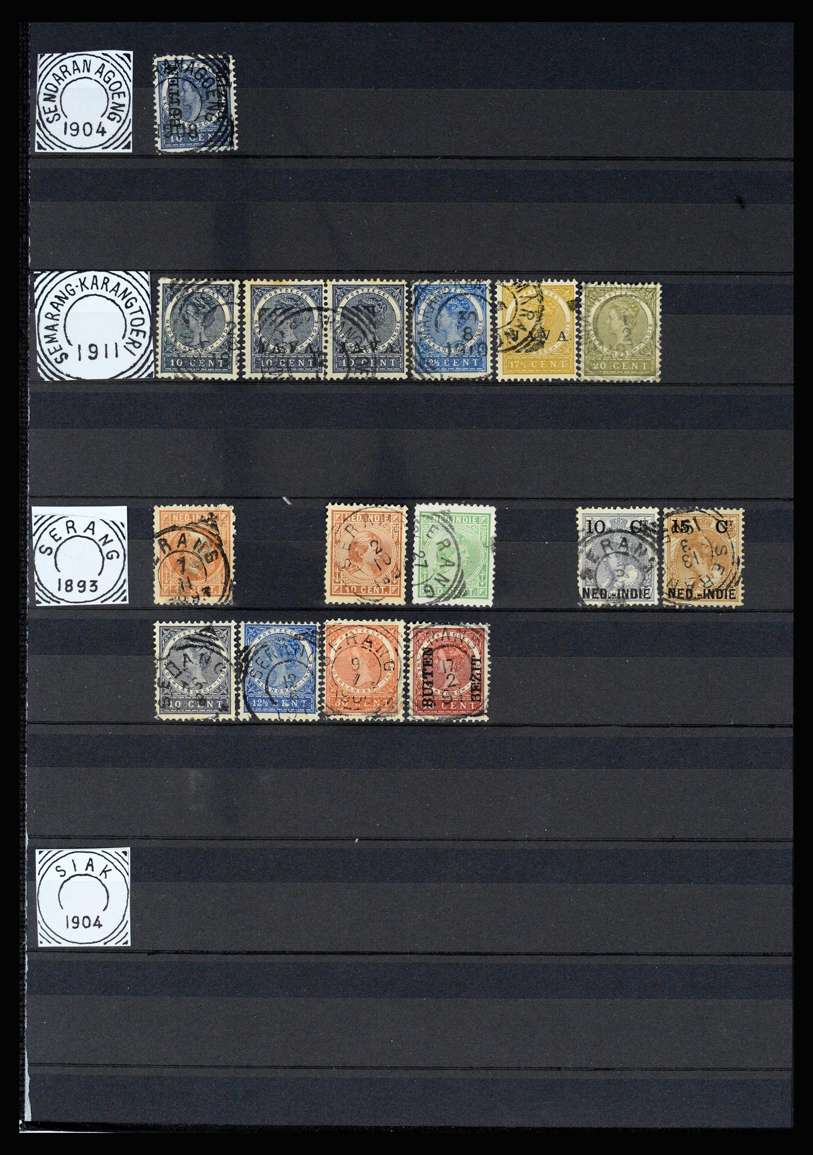 36839 046 - Postzegelverzameling 36839 Nederlands Indië vierkantstempels.