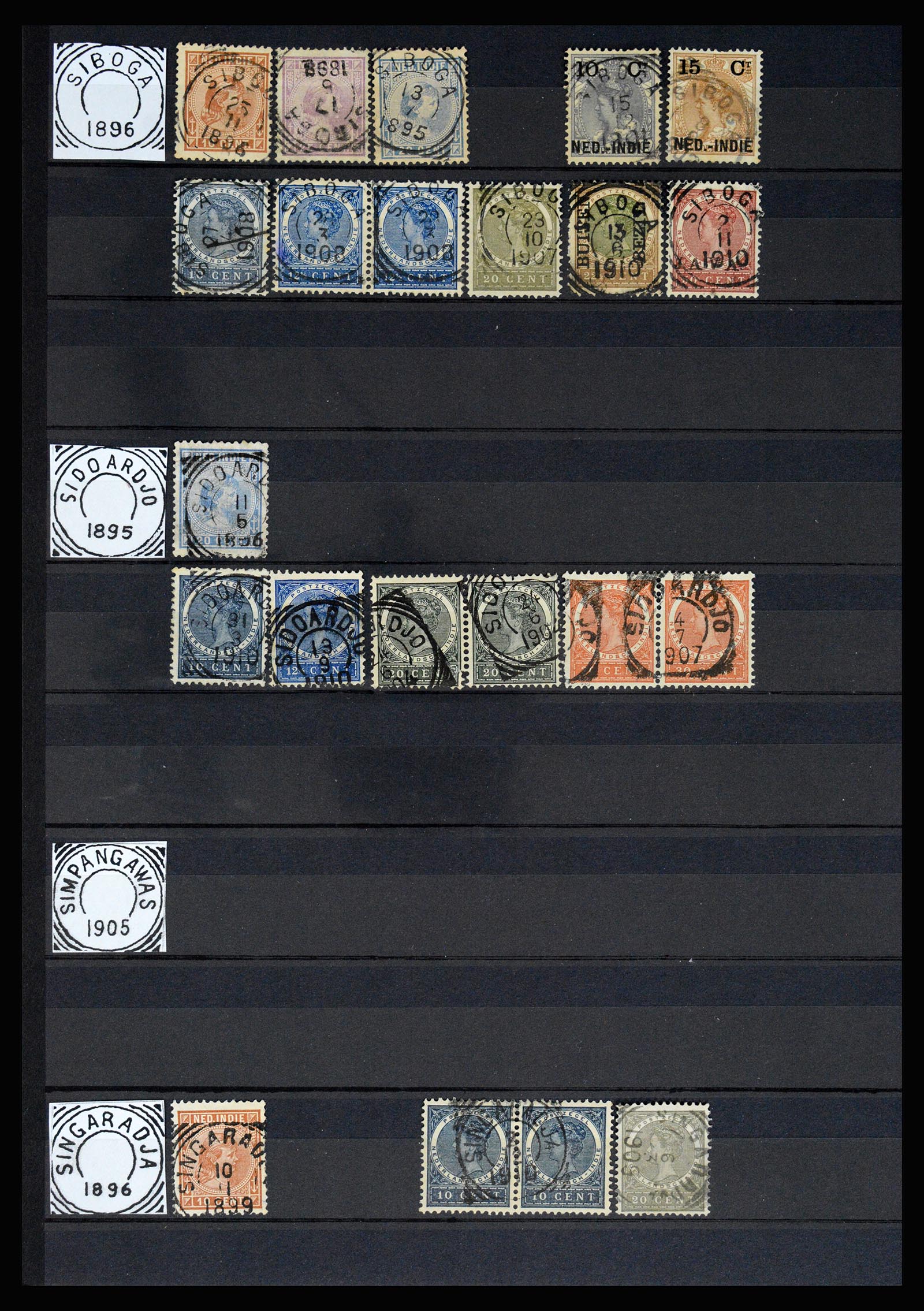 36839 047 - Postzegelverzameling 36839 Nederlands Indië vierkantstempels.