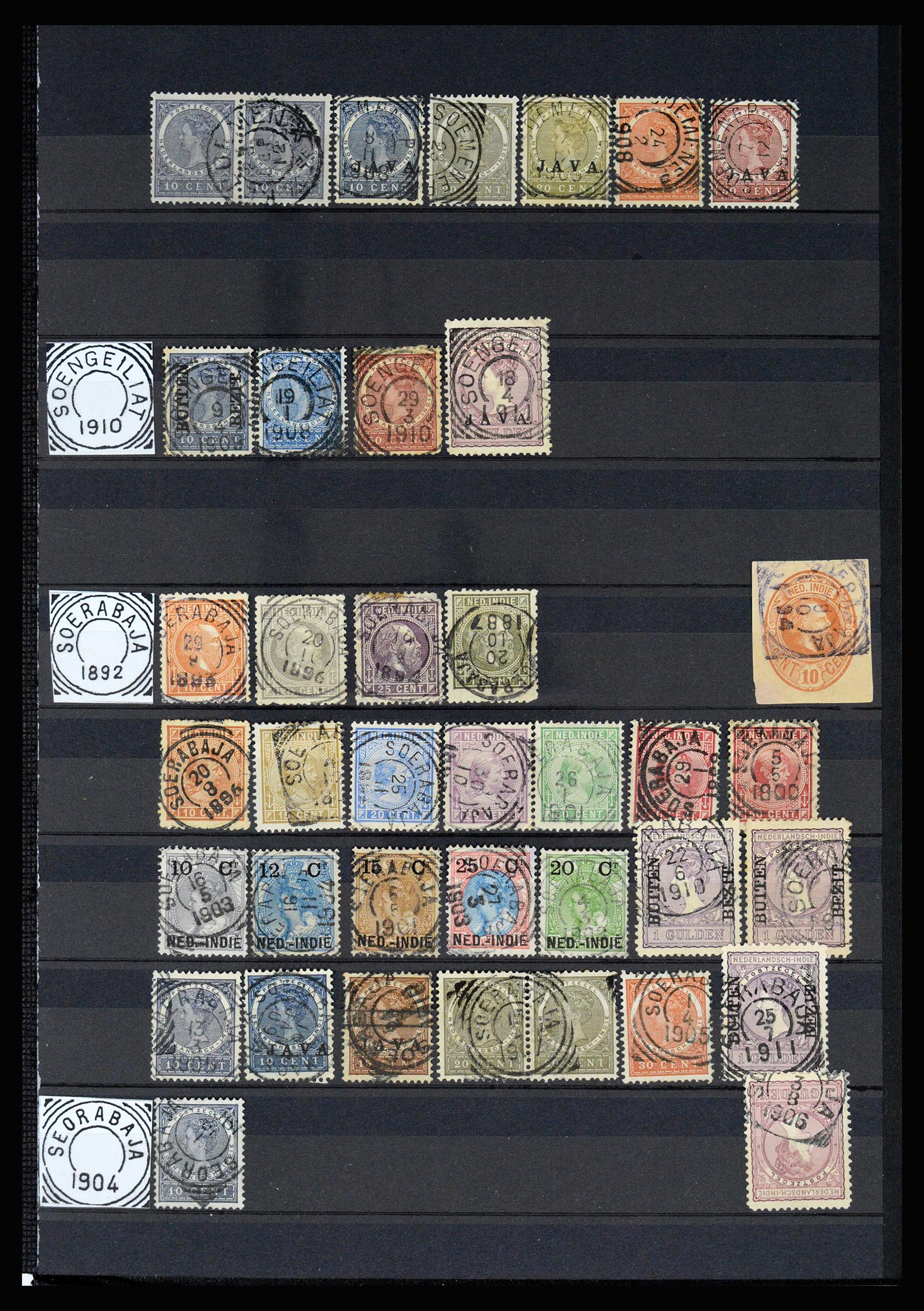 36839 050 - Postzegelverzameling 36839 Nederlands Indië vierkantstempels.