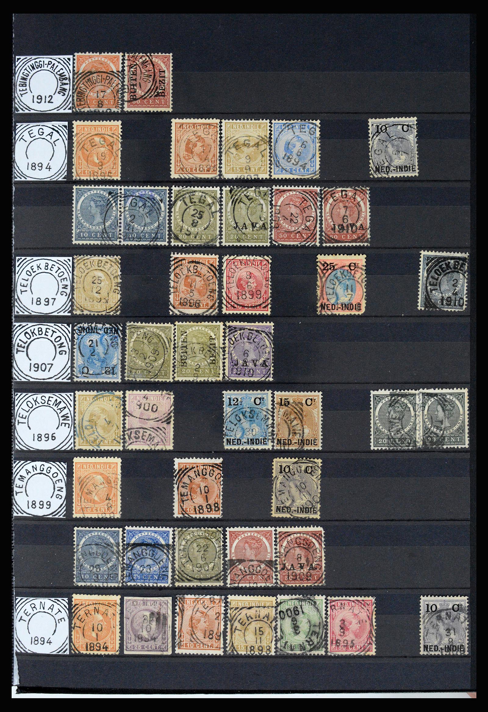 36839 054 - Stamp collection 36839 Dutch east Indies square cancels.