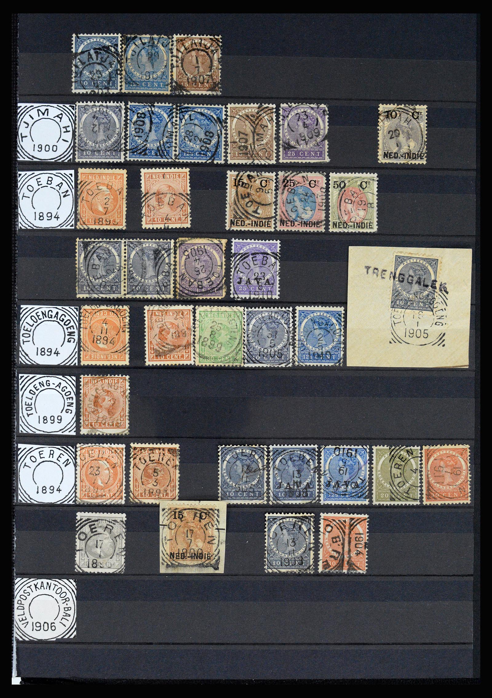36839 056 - Stamp collection 36839 Dutch east Indies square cancels.