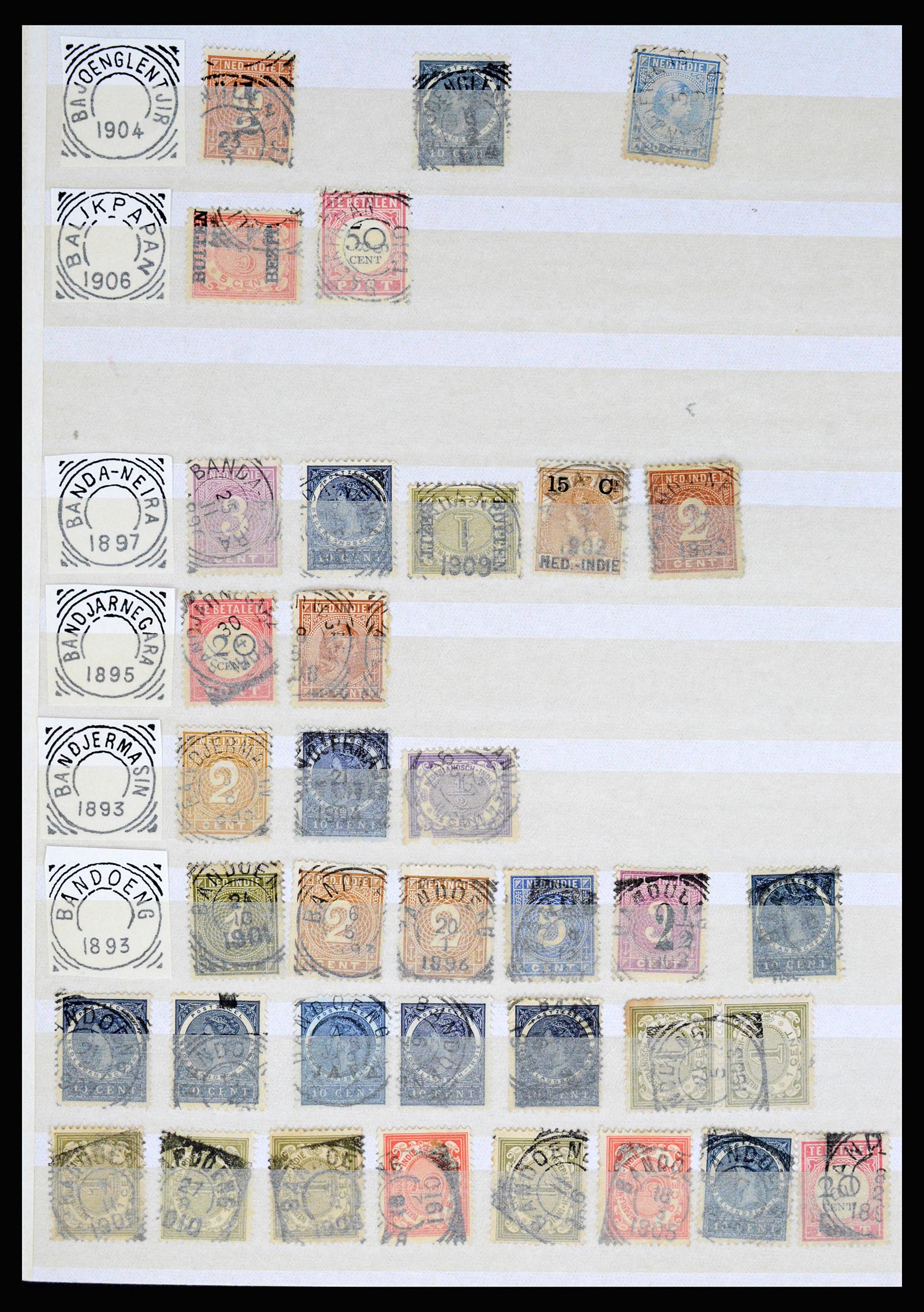 36839 061 - Stamp collection 36839 Dutch east Indies square cancels.