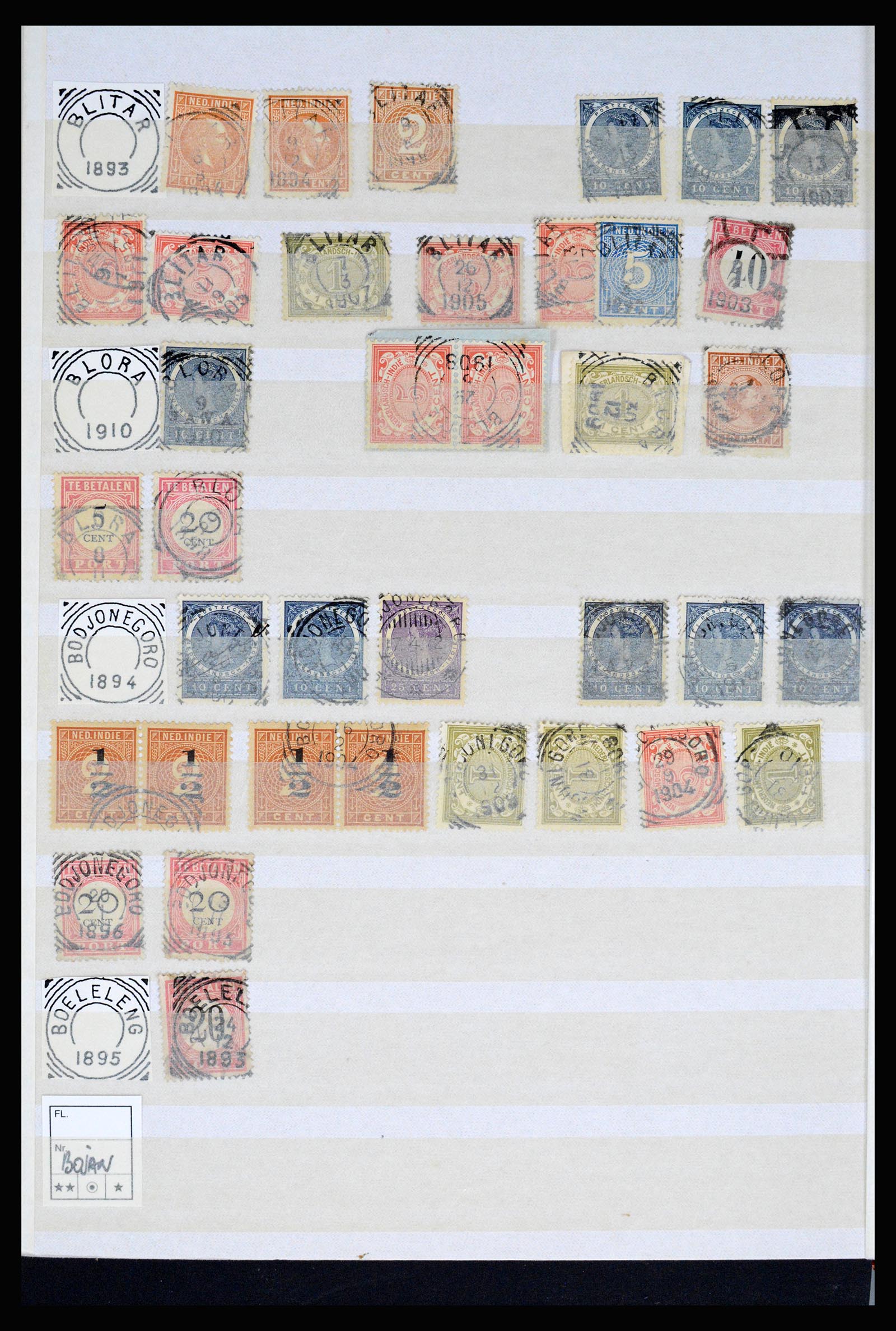 36839 065 - Postzegelverzameling 36839 Nederlands Indië vierkantstempels.