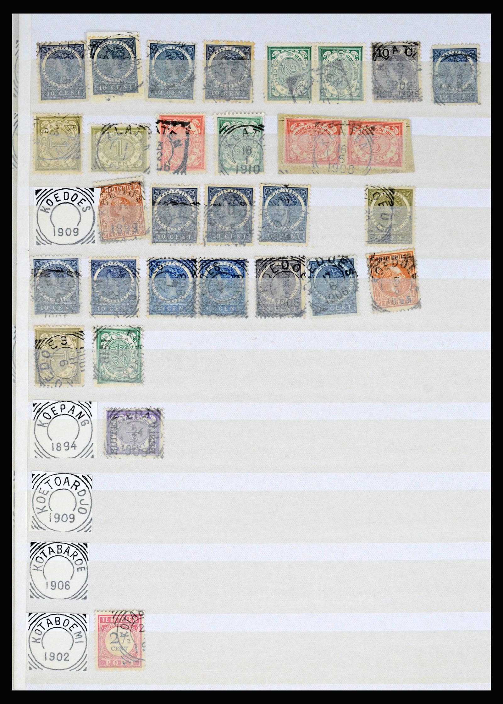 36839 073 - Postzegelverzameling 36839 Nederlands Indië vierkantstempels.