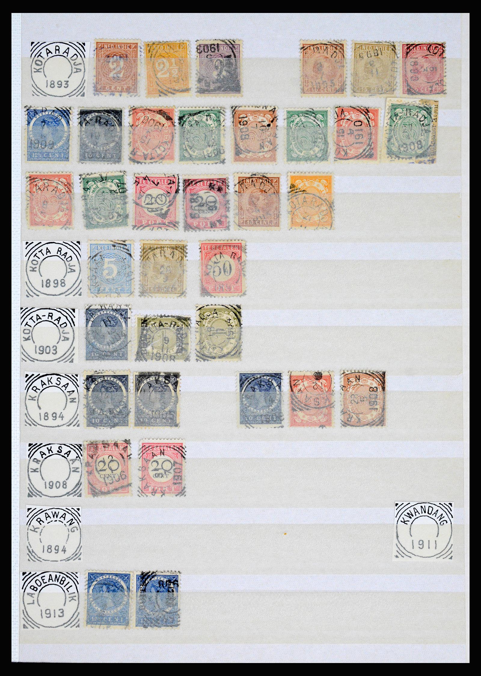 36839 074 - Postzegelverzameling 36839 Nederlands Indië vierkantstempels.