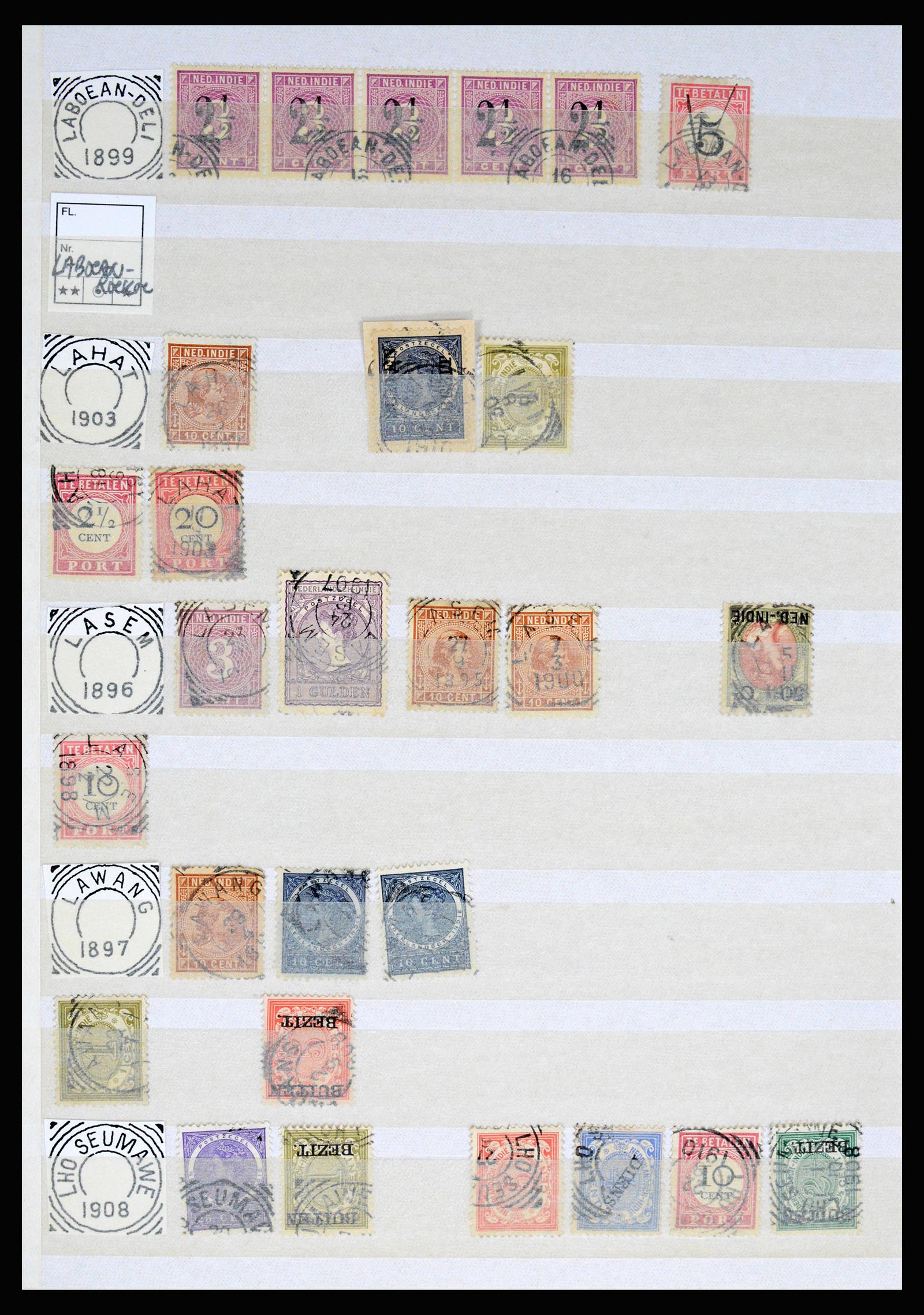36839 075 - Postzegelverzameling 36839 Nederlands Indië vierkantstempels.