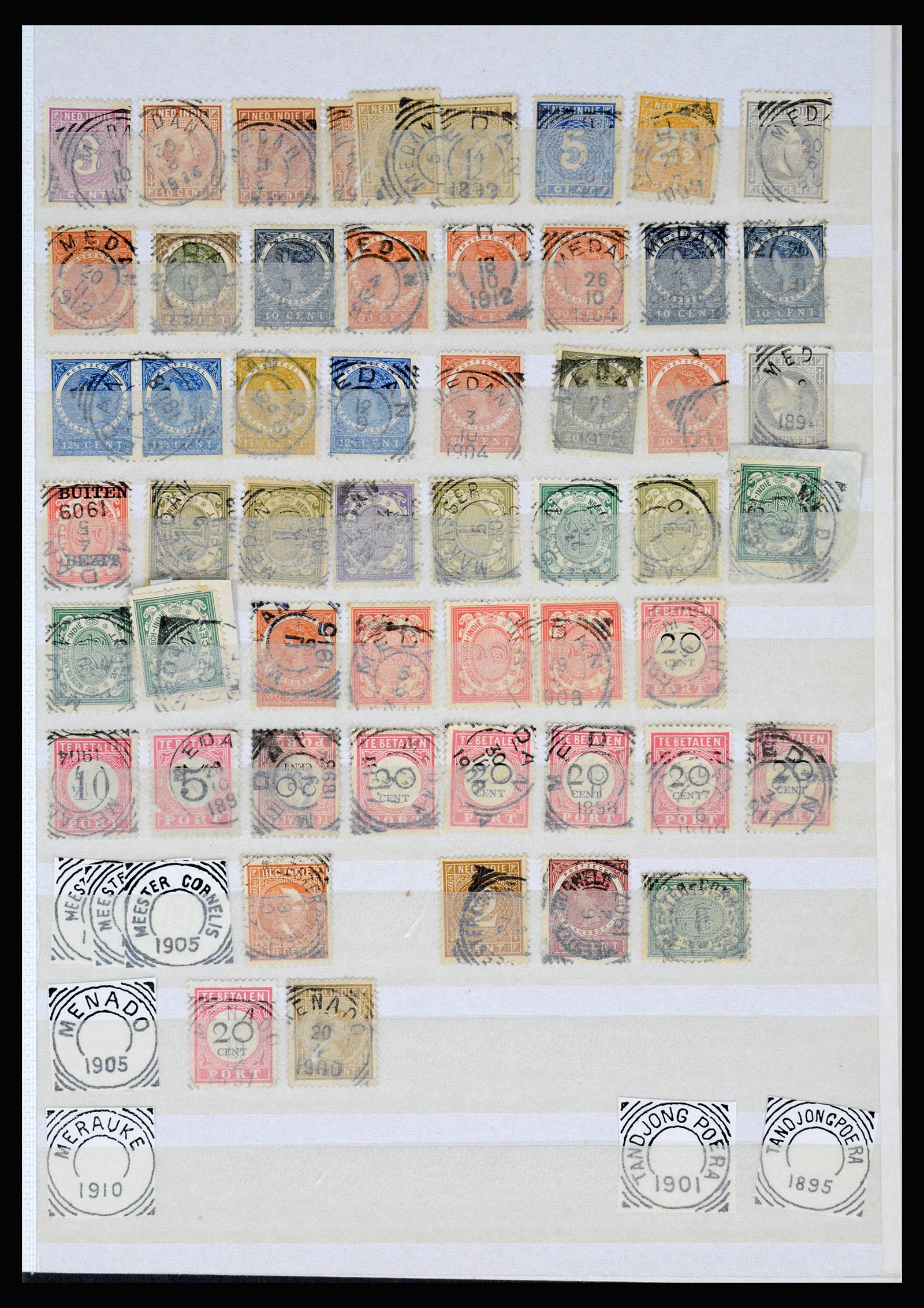 36839 078 - Postzegelverzameling 36839 Nederlands Indië vierkantstempels.