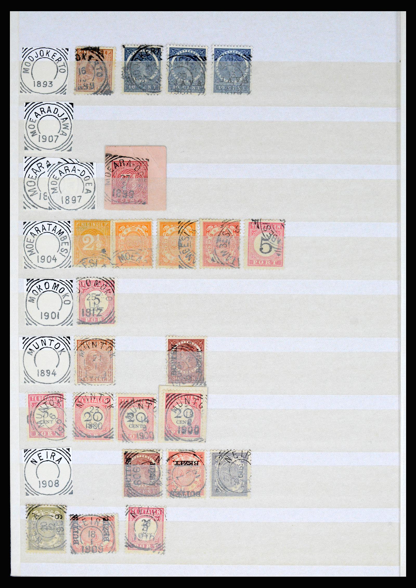 36839 079 - Stamp collection 36839 Dutch east Indies square cancels.