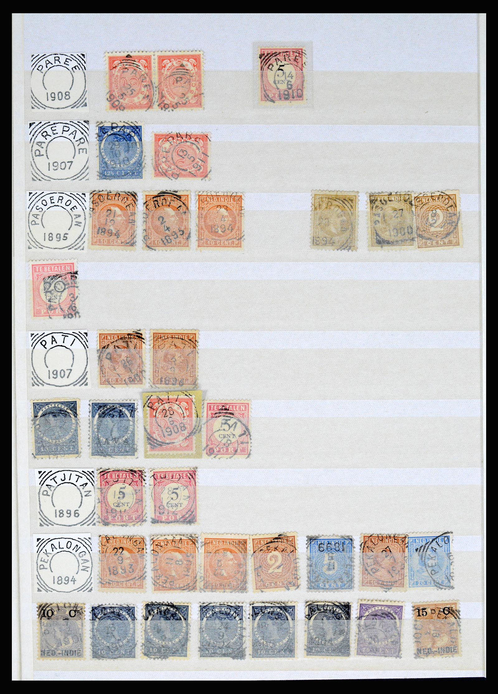 36839 083 - Postzegelverzameling 36839 Nederlands Indië vierkantstempels.